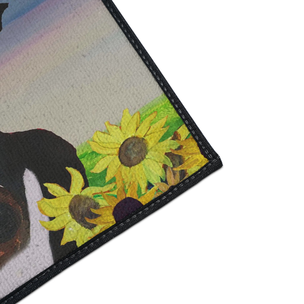 Cow & Sunflowers Heavy Duty Floor Mat — Farmhouse Welcome Doormat