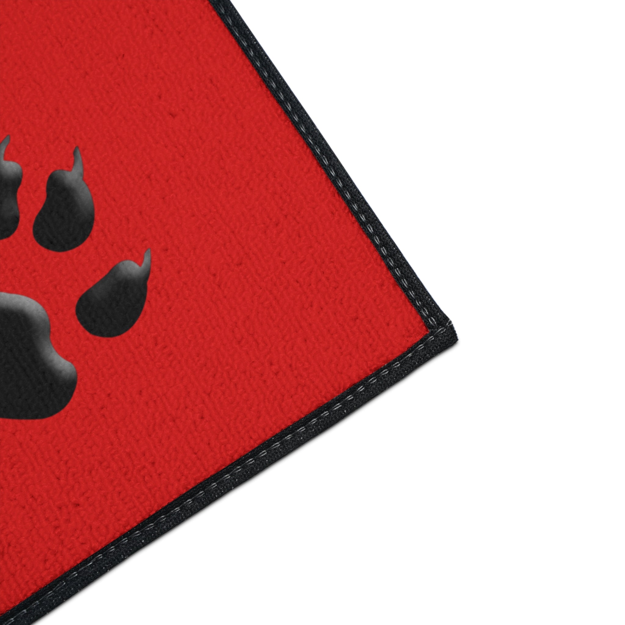 Bear Feet Welcome Heavy-Duty Floor Mat — Red Cabin Doormat with Bear Paw Prints