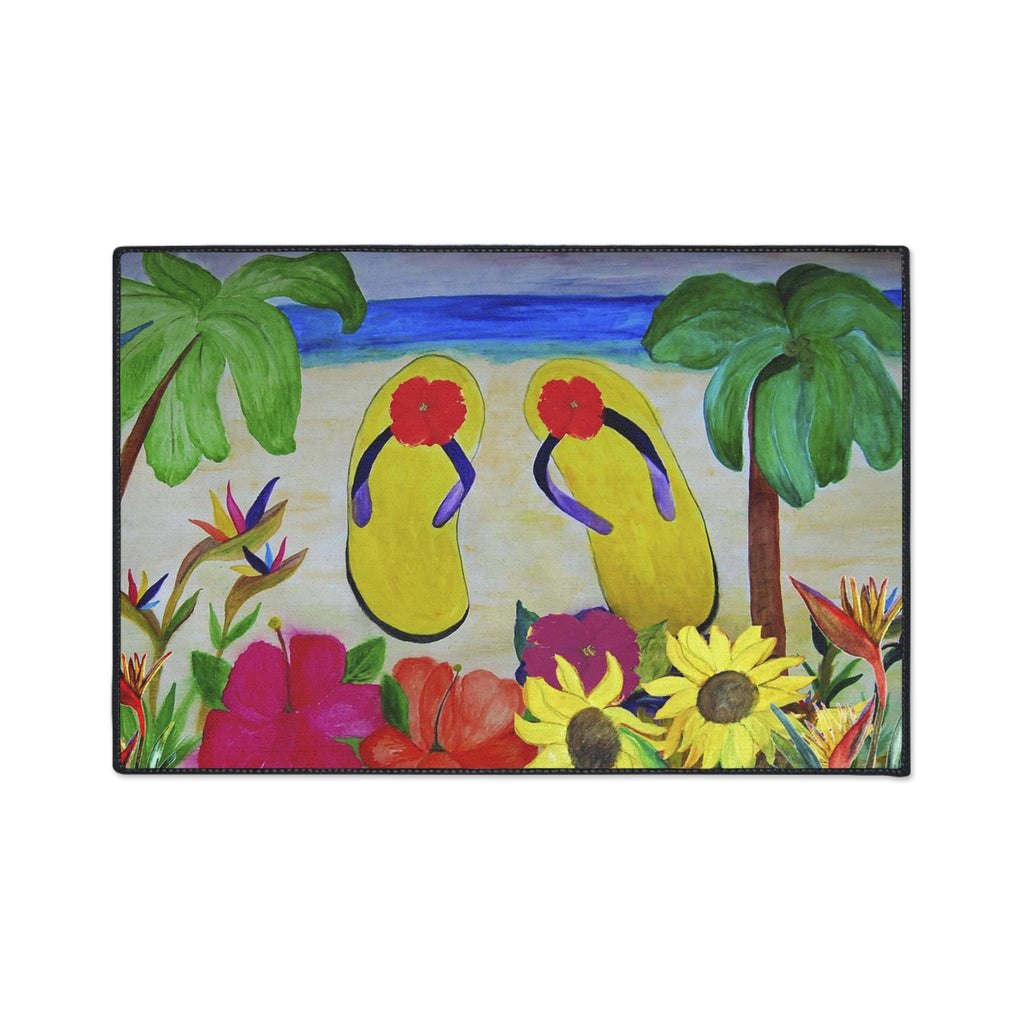 Tropical Flip Flop Doormat – Heavy Duty Beach Floor Mat