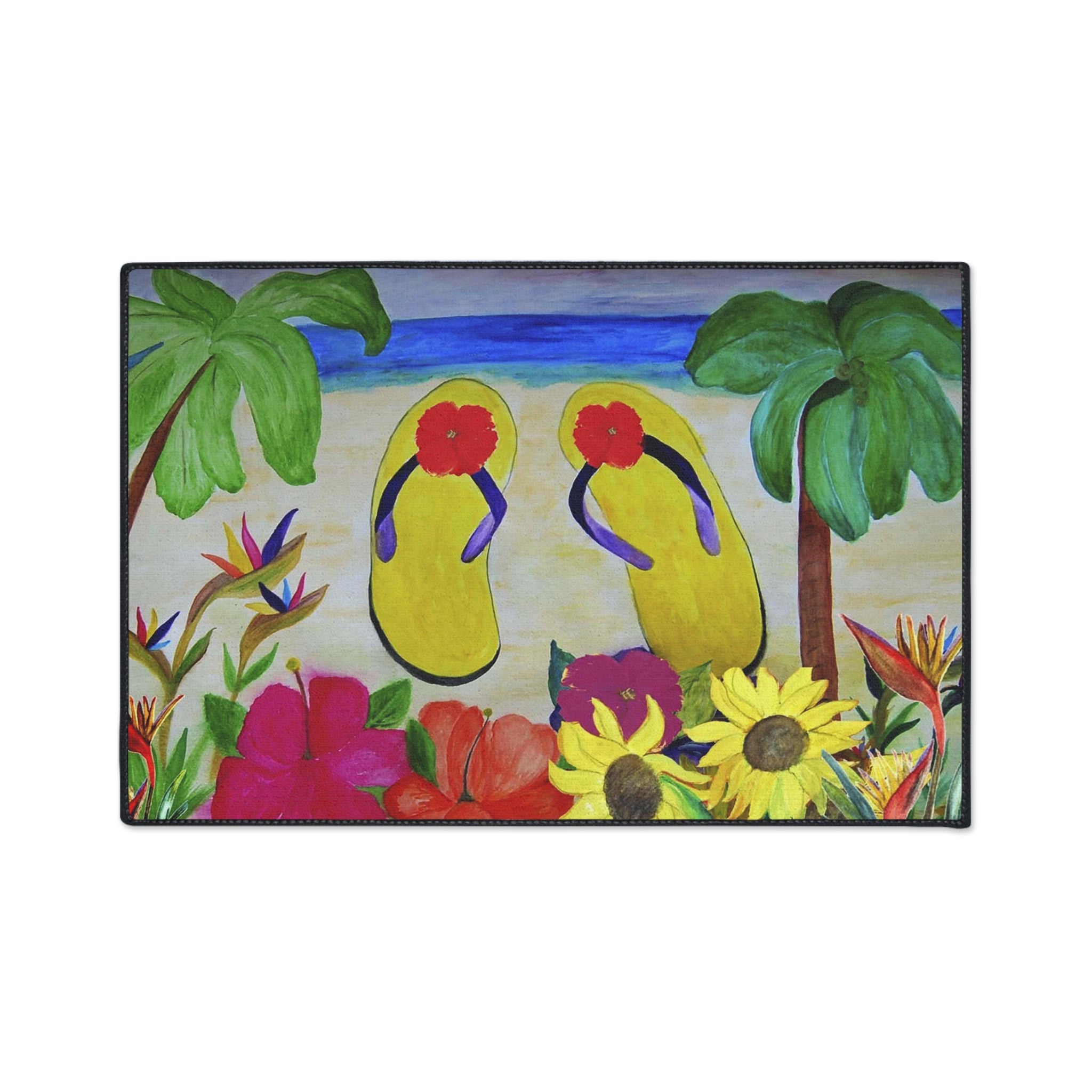 Tropical Flip Flop Doormat – Heavy Duty Beach Floor Mat