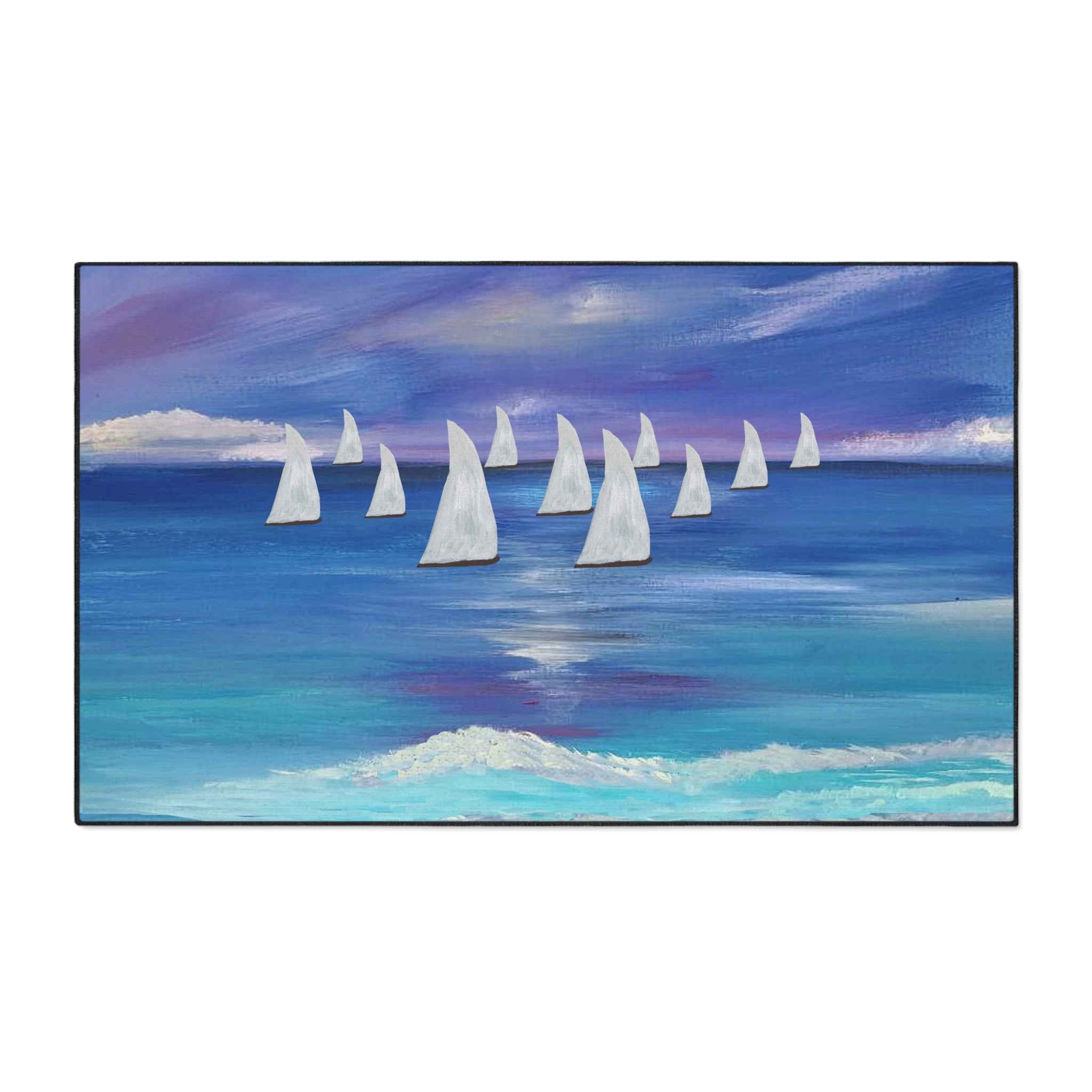 Nautical Sailboat Sea Floor Mat — Heavy-Duty Coastal Welcome Rug