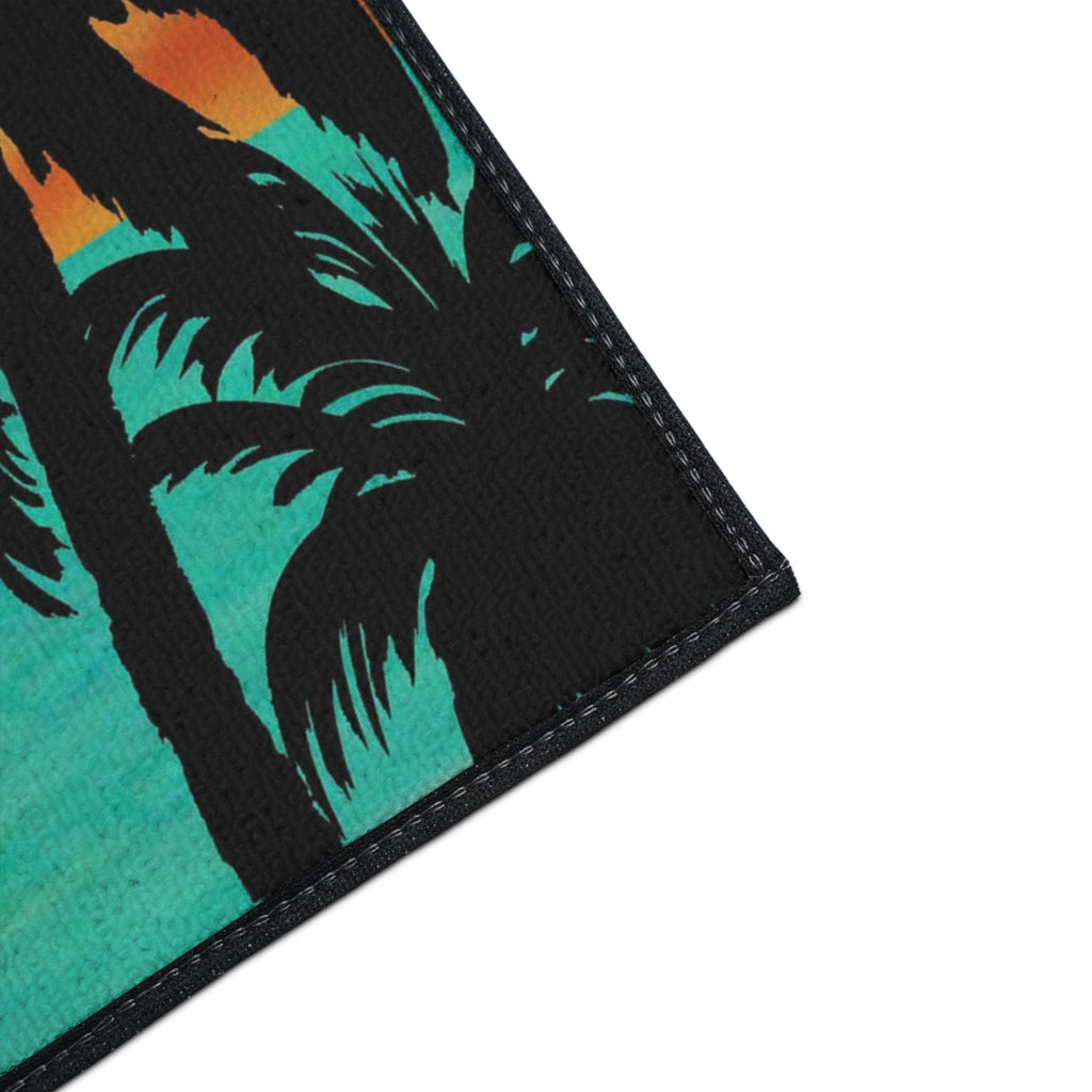 Tropical Sunset Floor Mat — Heavy-Duty Palm Tree Doormat