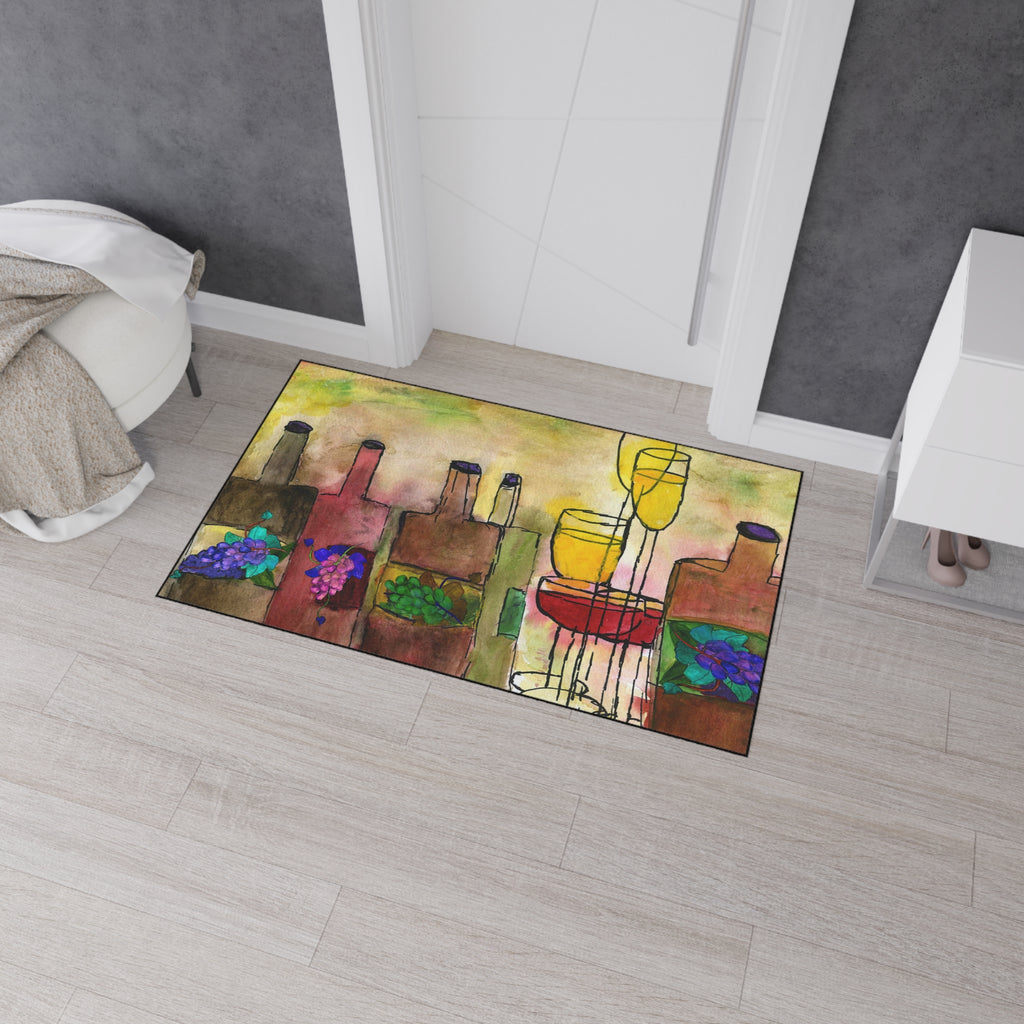 Tuscany Wine bottles artsy floor mat rug.