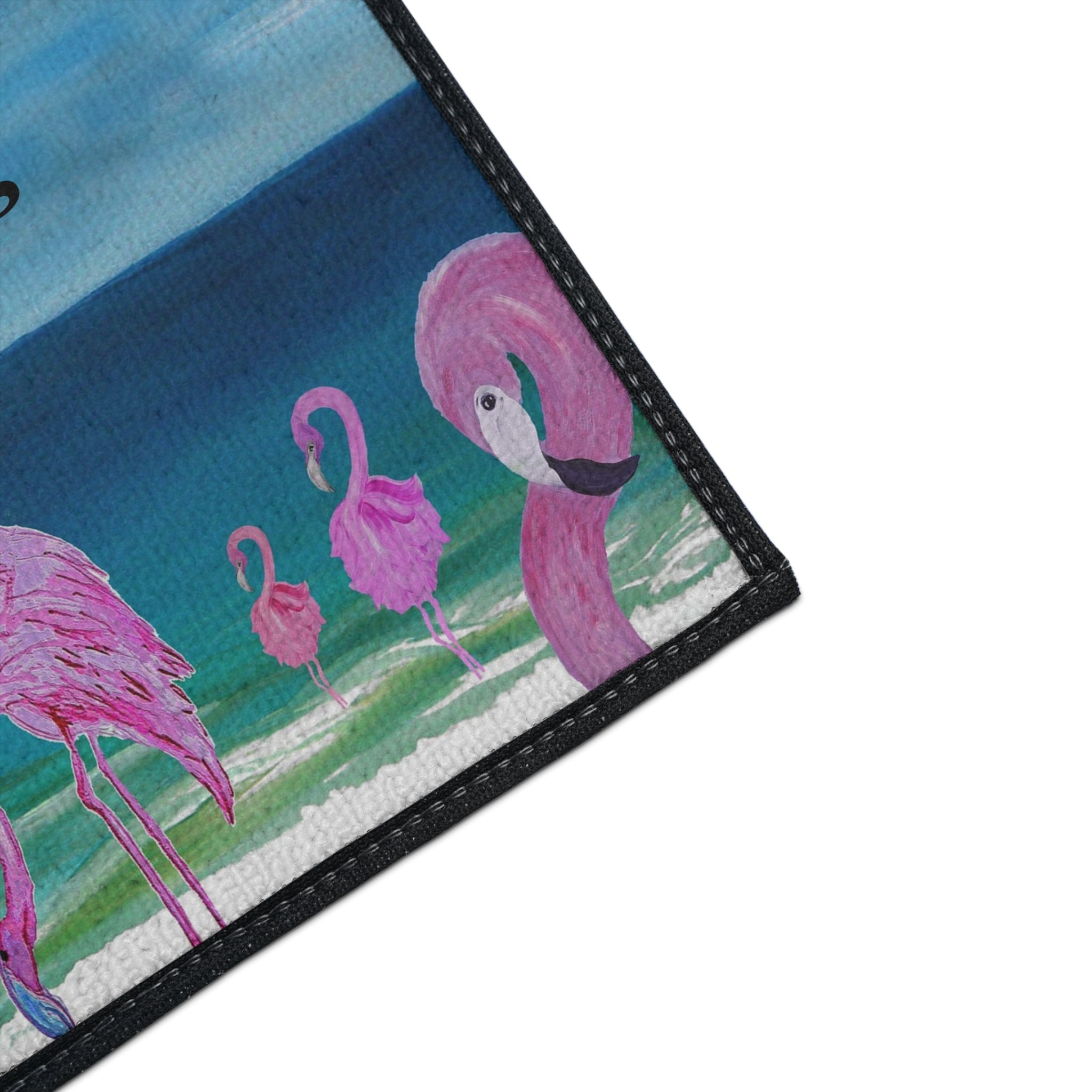 Flamingos Crossing Beach Mat — Heavy Duty Floor Mat