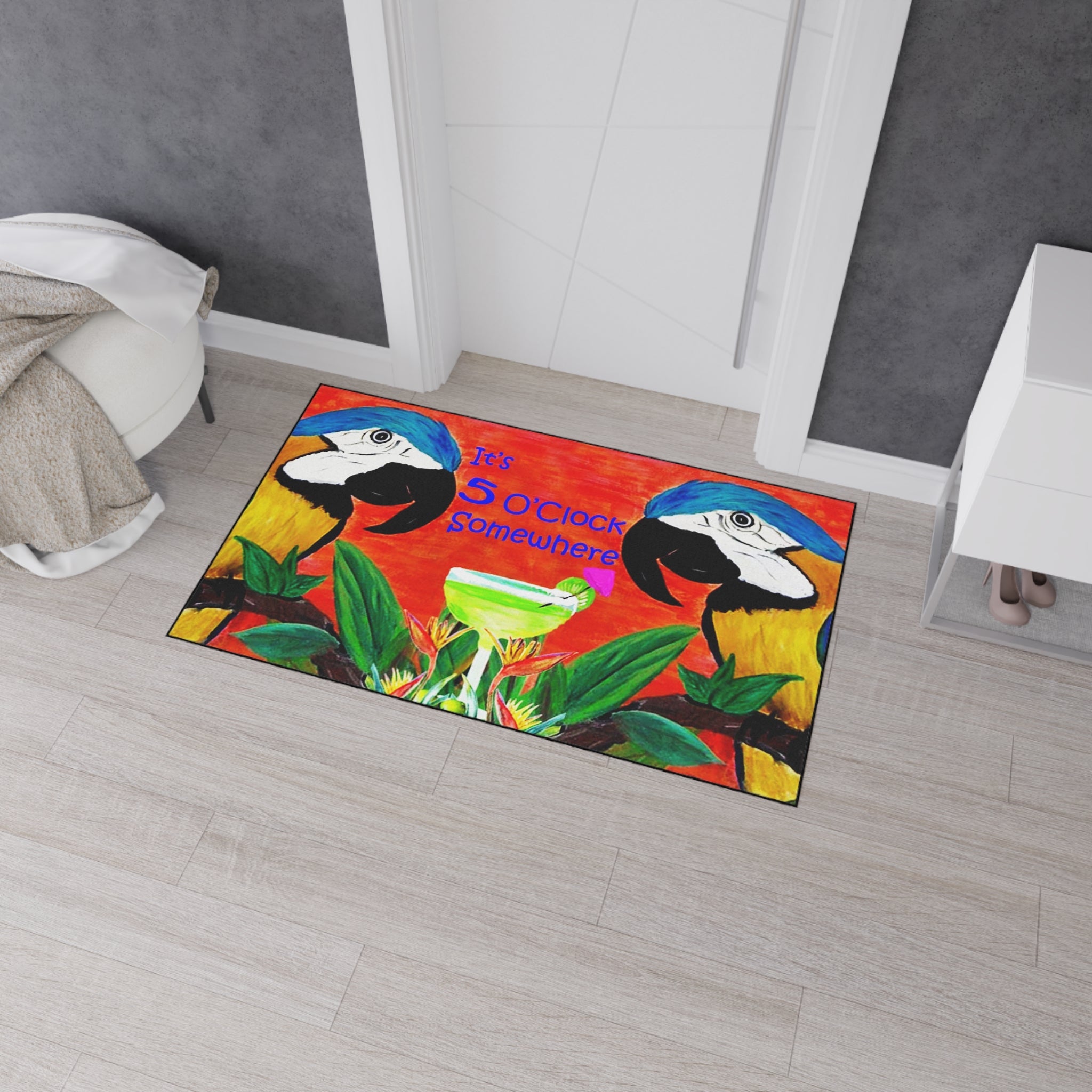 Parrot head It's 5 O' clock somewhere Doormat