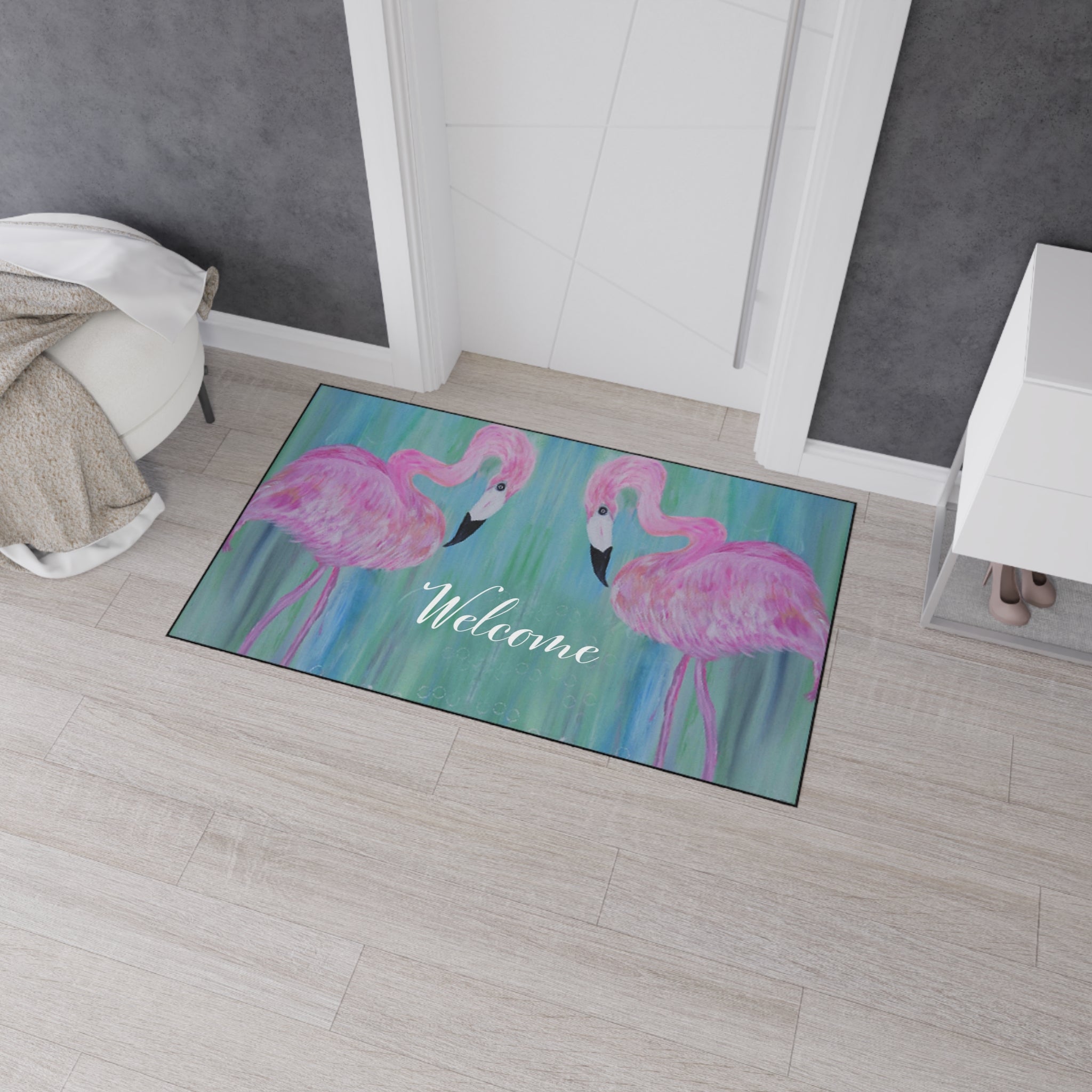 Flamingo Welcome Floor Mat — Heavy Duty Outdoor/Indoor Doormat