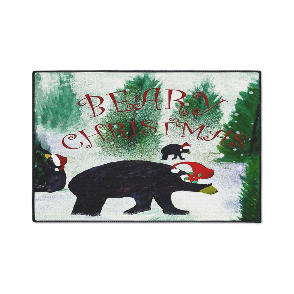 Bear-y Christmas Heavy Duty Floor Mat — Festive Bear Family Holiday Doormat