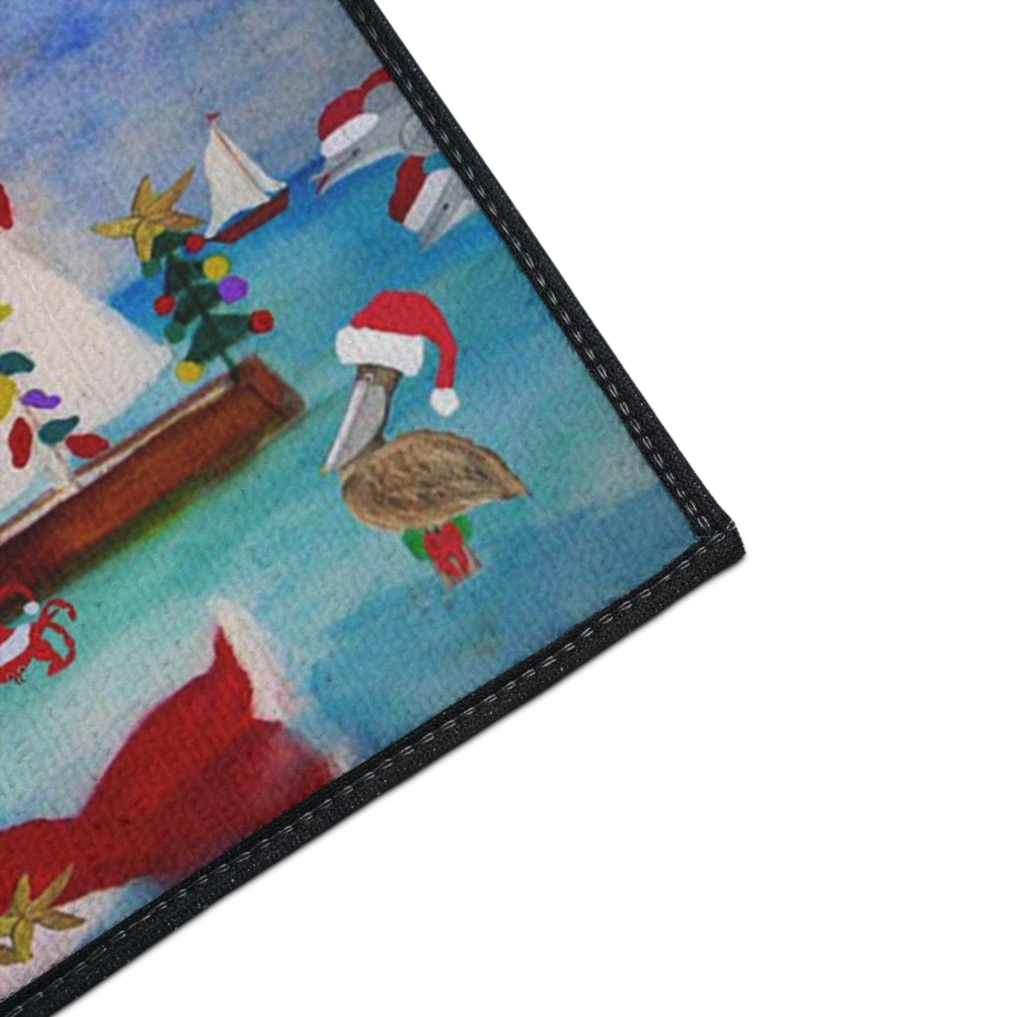Christmas Beach Mat — Merry Christmas Coastal Holiday Doormat