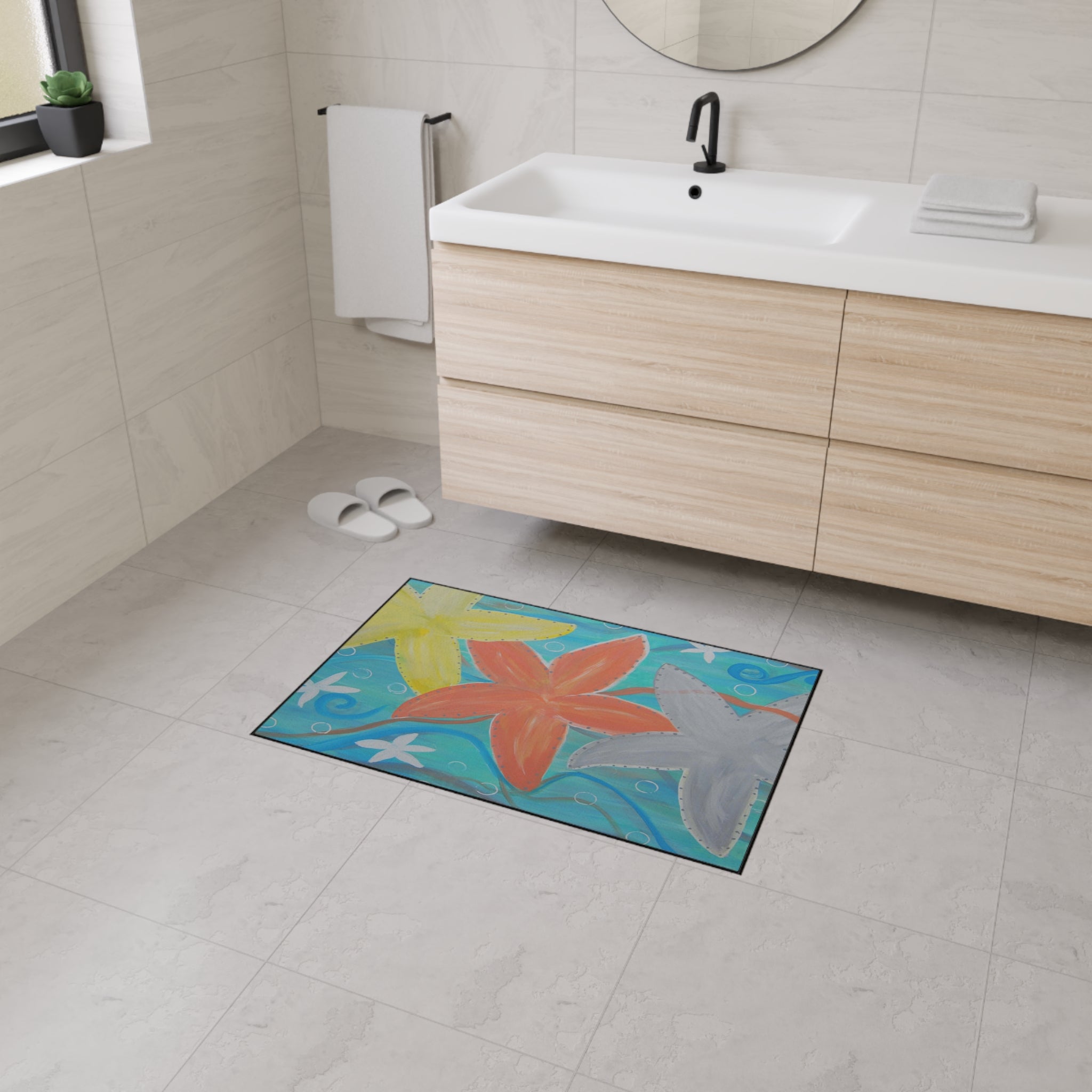 Starfish Beach Floor Mat — Colorful Coastal Doormat