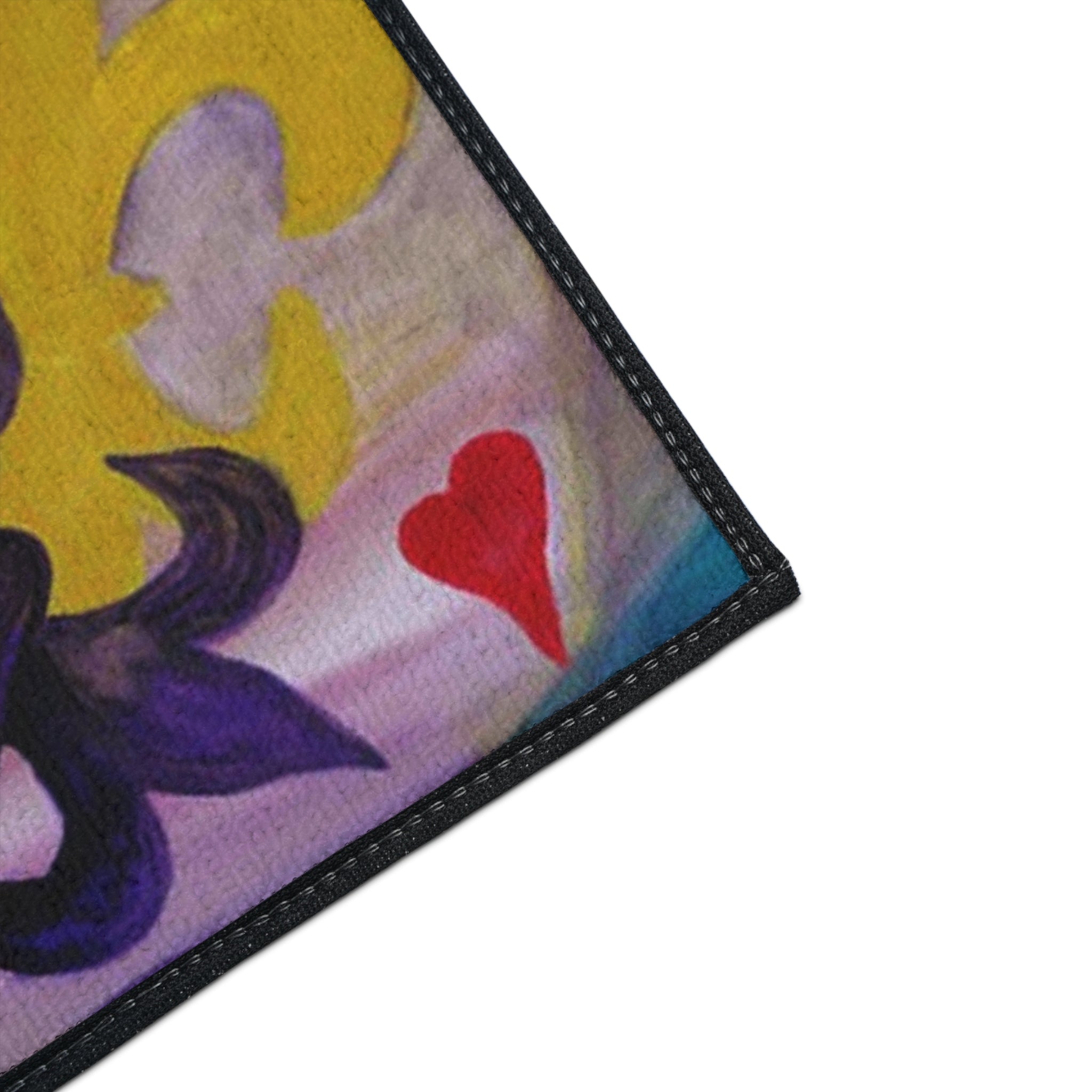 Mardi Gras Fleur-de-Lis Heavy Duty Floor Mat — Colorful Hearts & Fleur Design