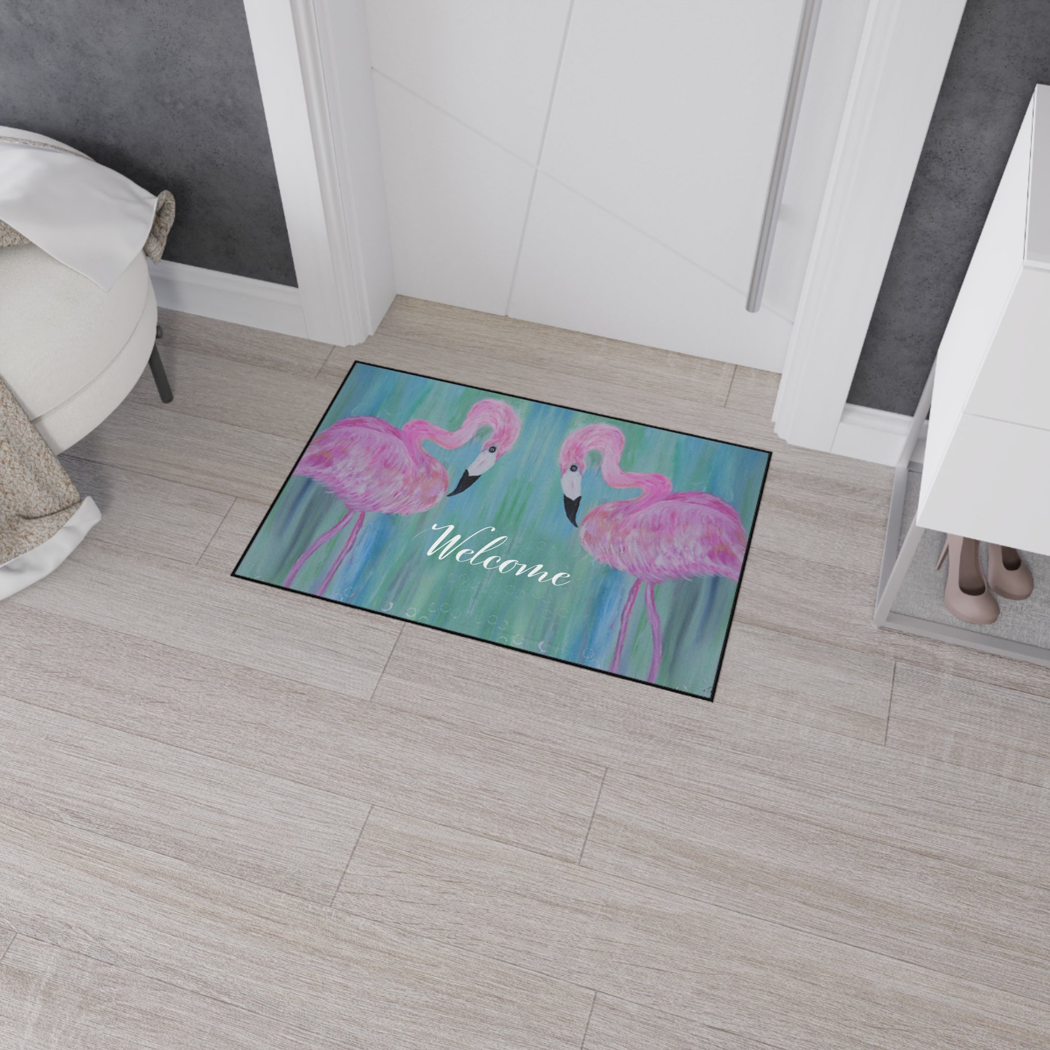 Flamingo Welcome Floor Mat — Heavy Duty Outdoor/Indoor Doormat