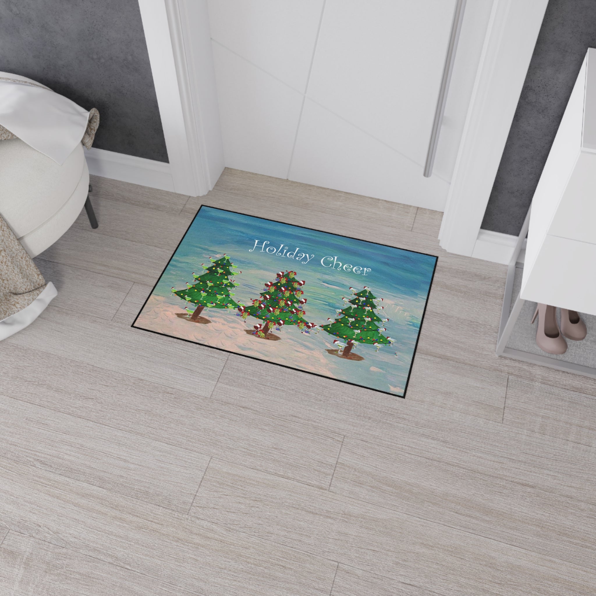 Holiday Cheer Floor Mat - Festive Christmas Trees Welcome Mat