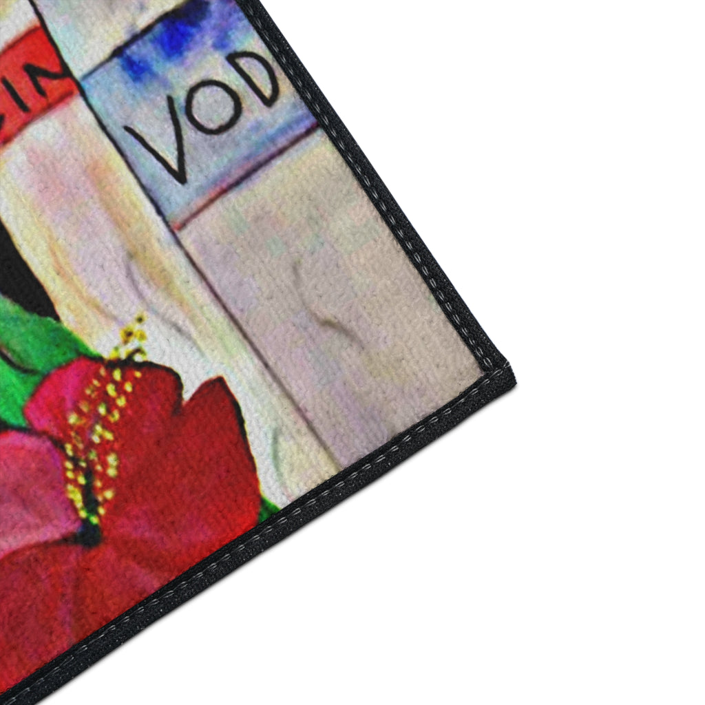 Cocktail Bar Floor Mat — Colorful Martini & Bottles Floor Mat rug