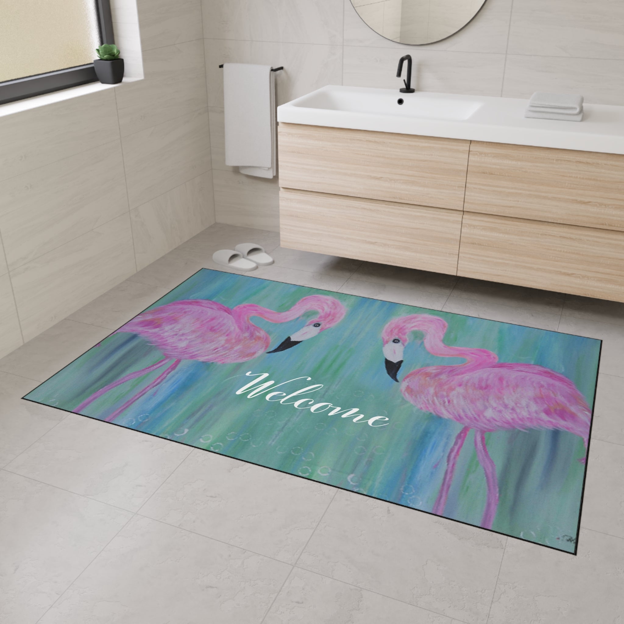 Flamingo Welcome Floor Mat — Heavy Duty Outdoor/Indoor Doormat
