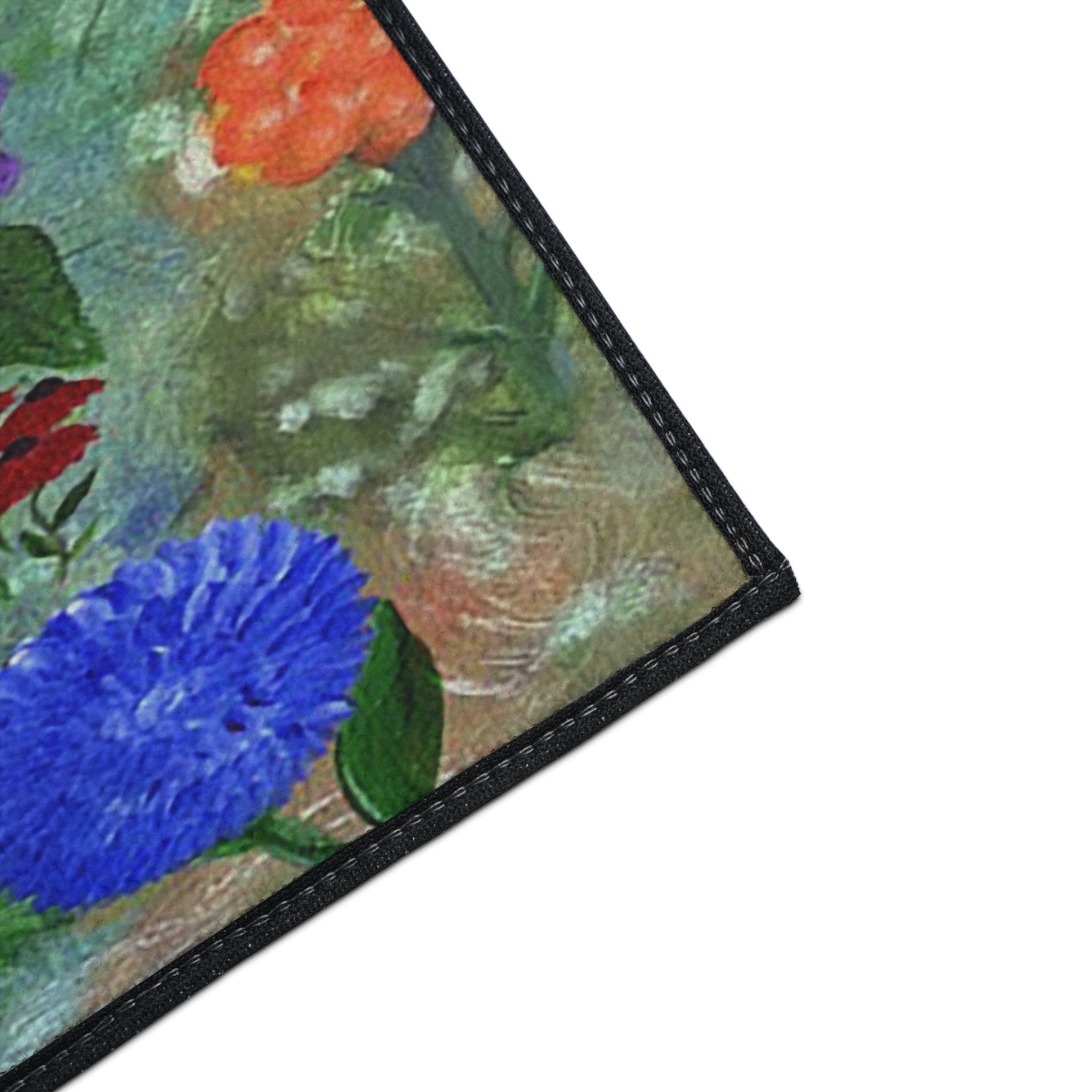 Floral Bouquet Heavy-Duty Floor Mat — Colorful Painted Flowers Entrance Rug
