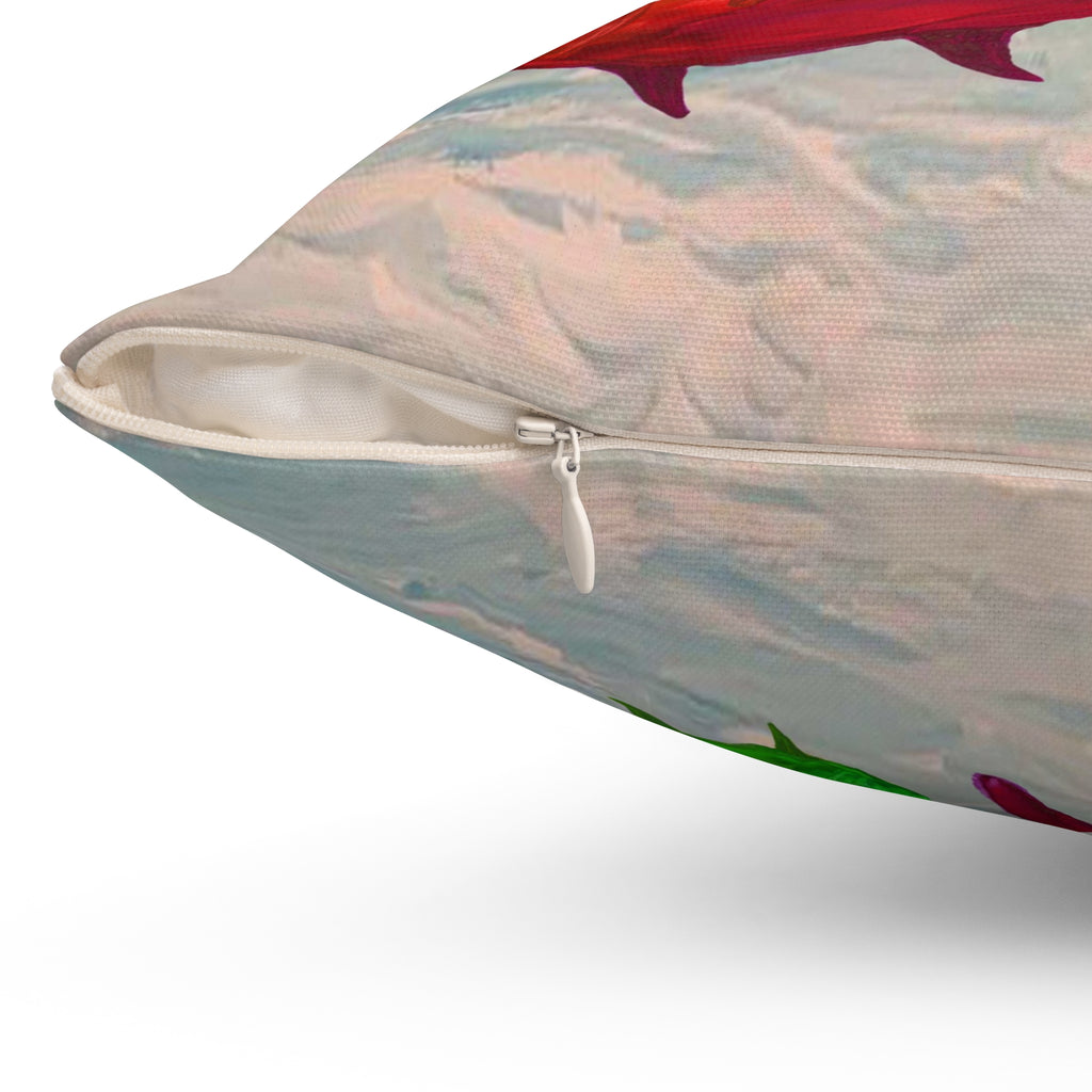 Christmas Fish Throw Pillow — 'Merry Christmas' Nautical Holiday Decor