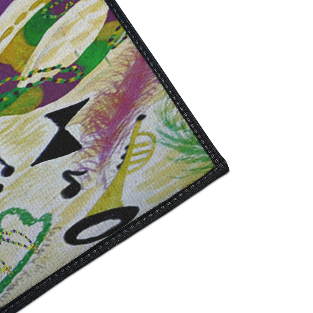 Mardi Gras Heavy Duty Floor Mat — Festive Masks, Music & Beads Entrance Rug