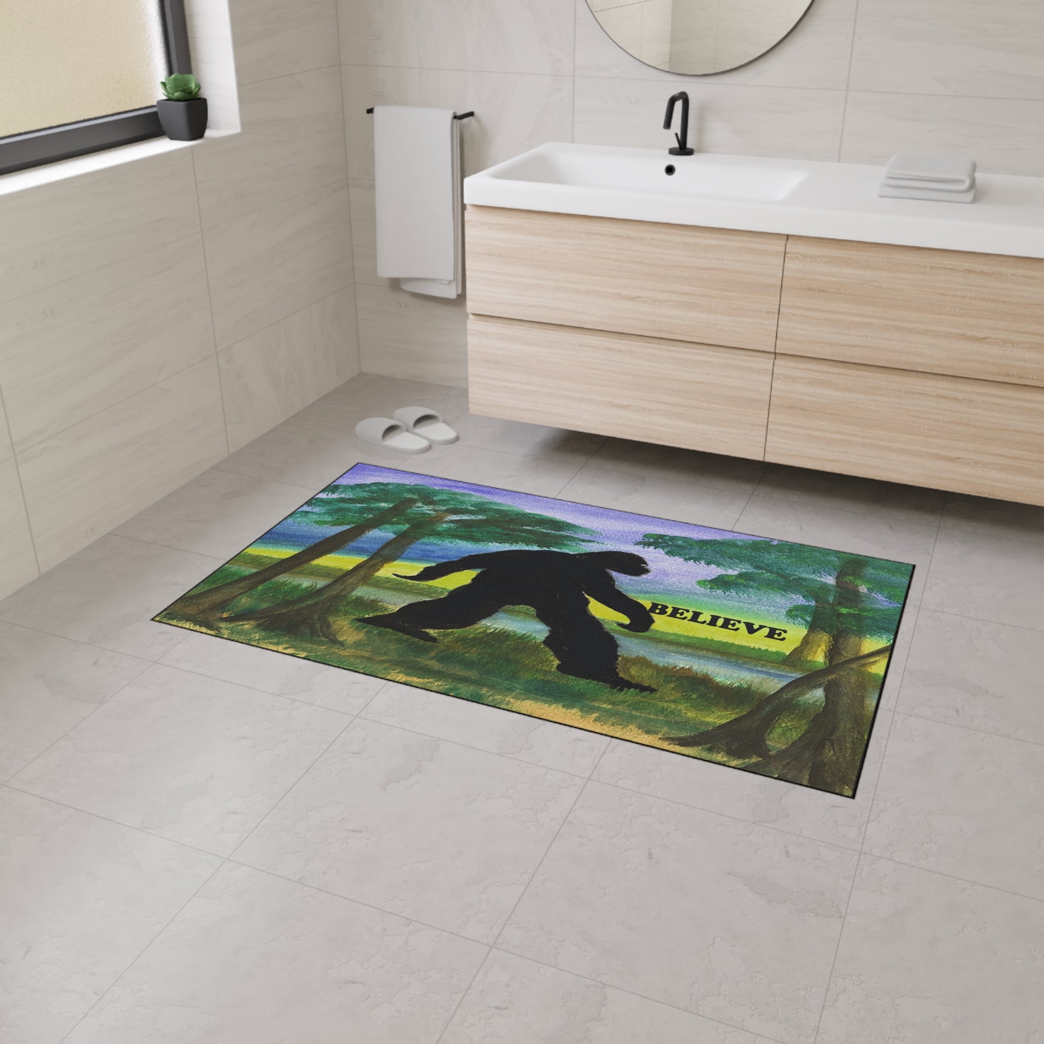 Believe Sasquatch Floor Mat - Bigfoot Forest Welcome Doormat