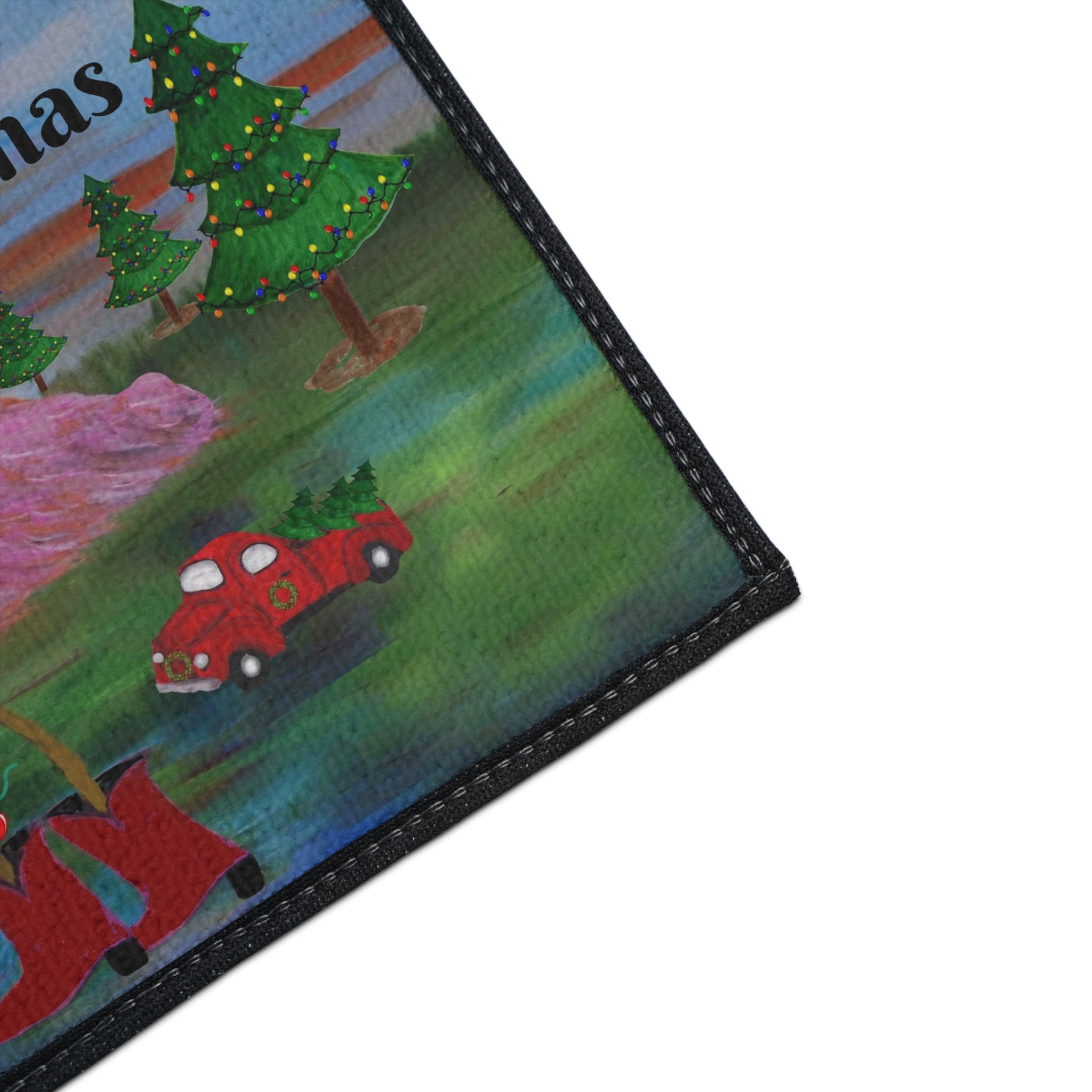 Christmas Flamingo Floor Mat - Merry Christmas Holiday Doormat