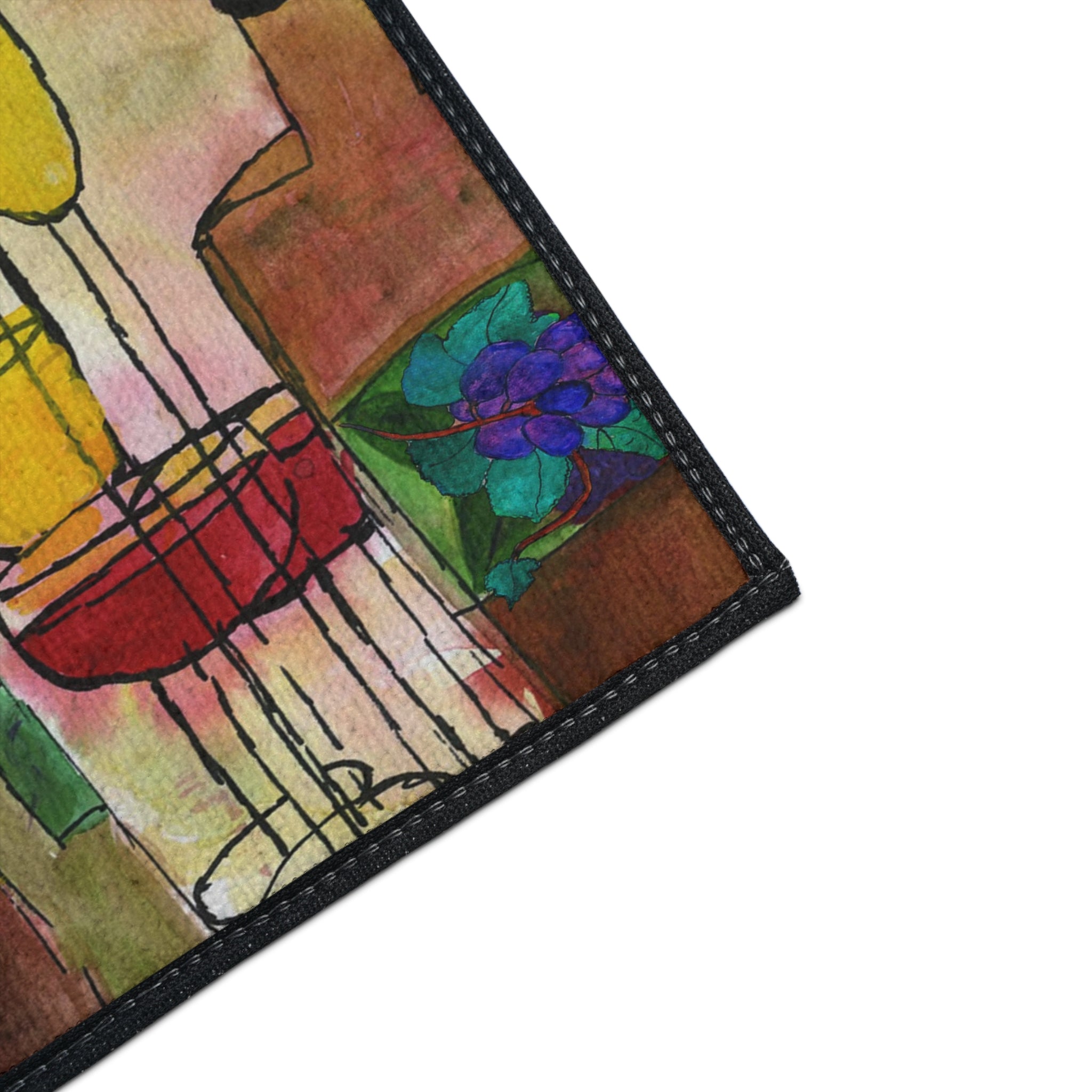 Tuscany Wine bottles artsy floor mat rug.