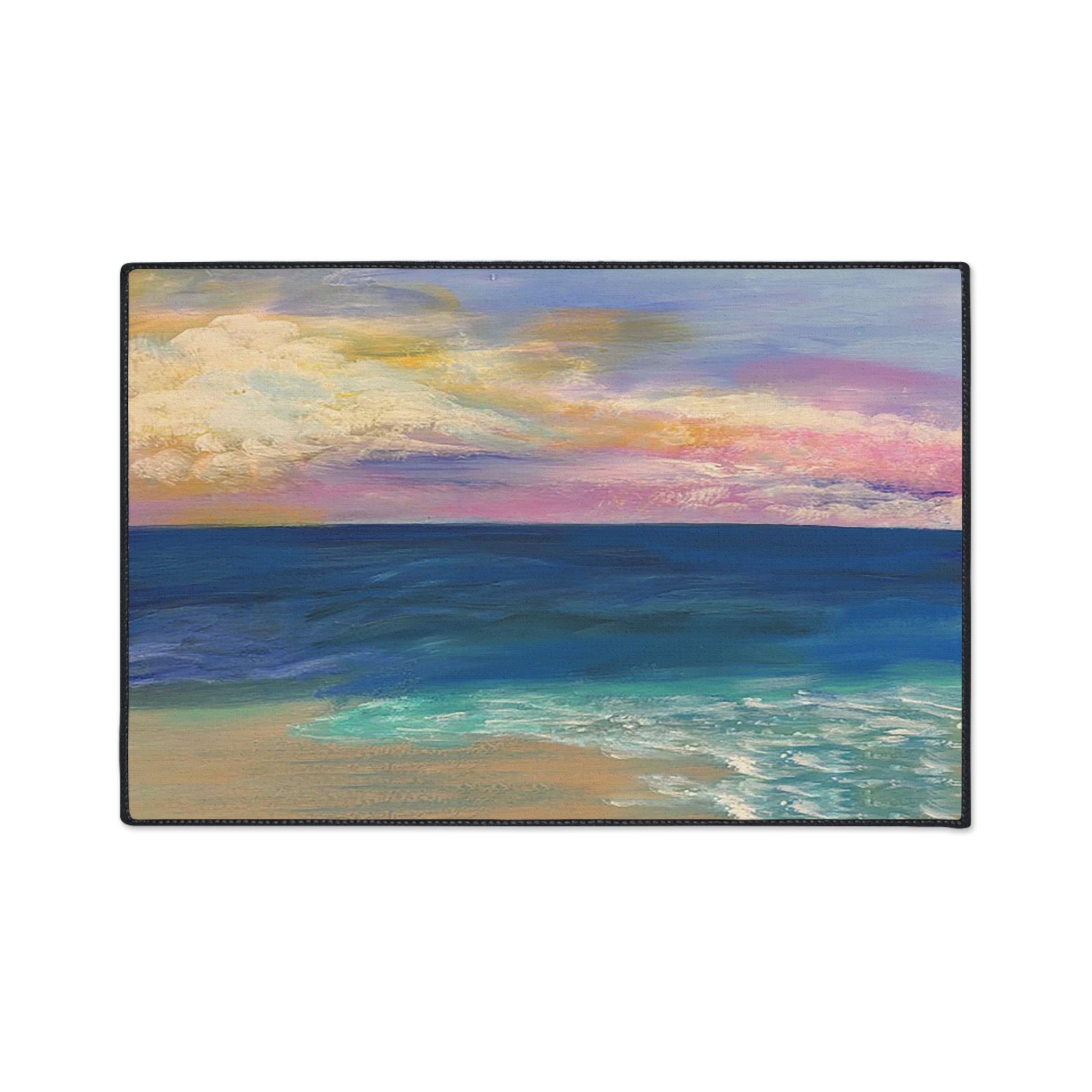Coastal Sunset Floor Mat — Heavy-Duty Ocean Beach Entrance Rug