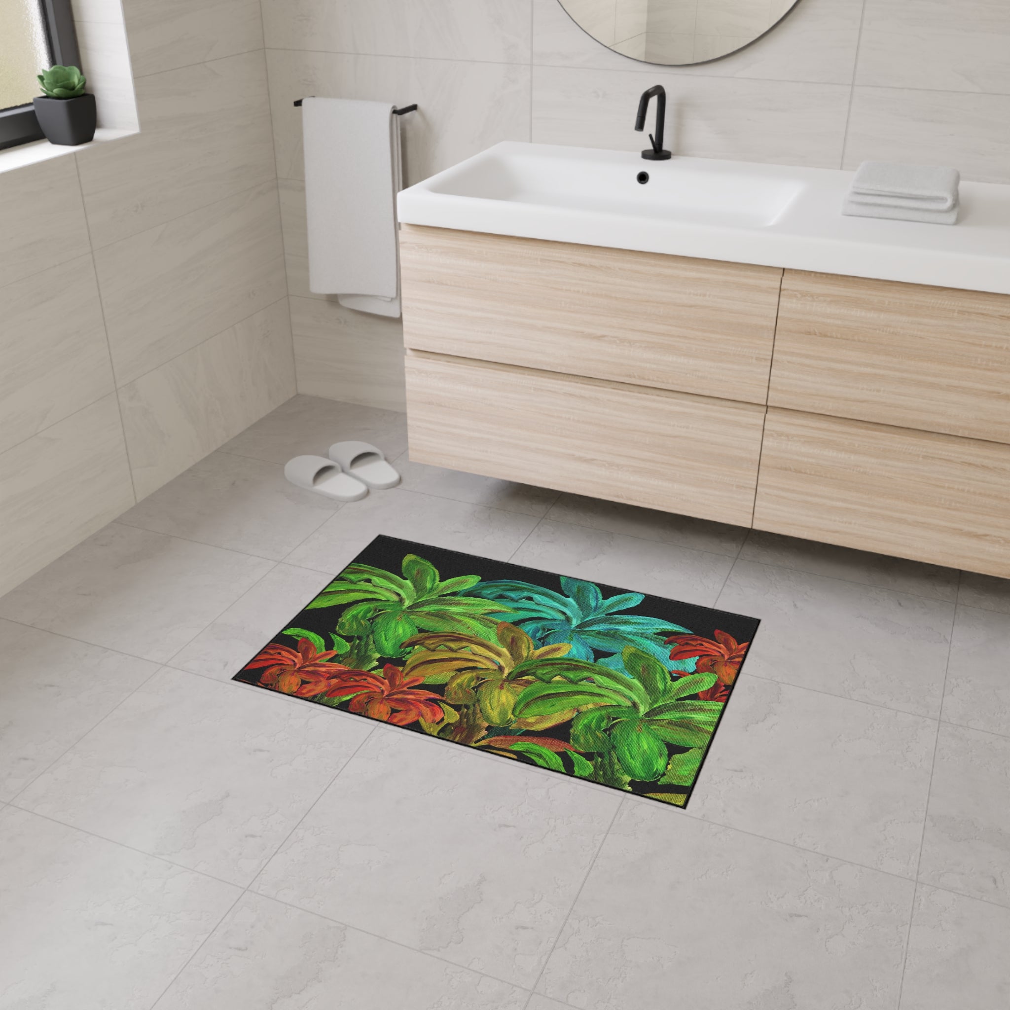 Tropical Palm Doormat — Colorful Heavy-Duty Floor Mat