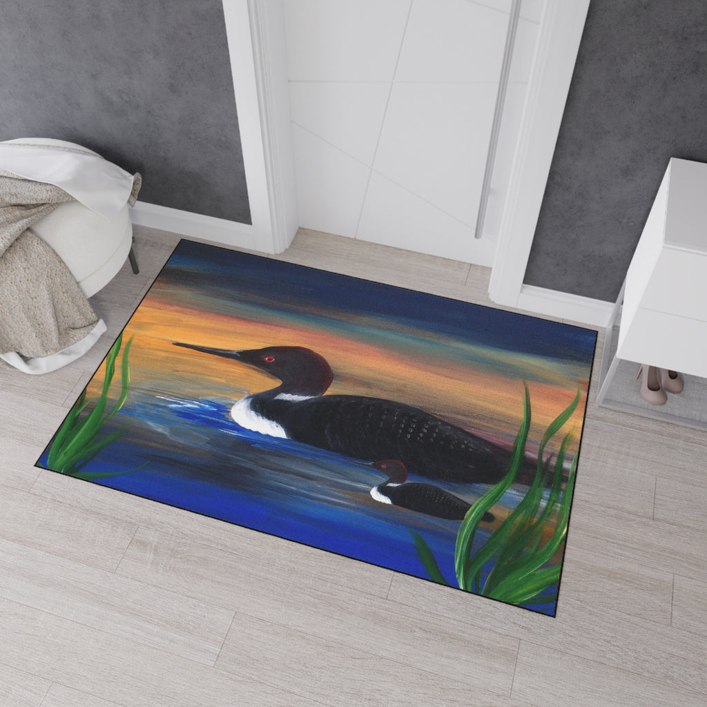 Loons at Dusk Heavy-Duty Floor Mat Lake House doormat rug