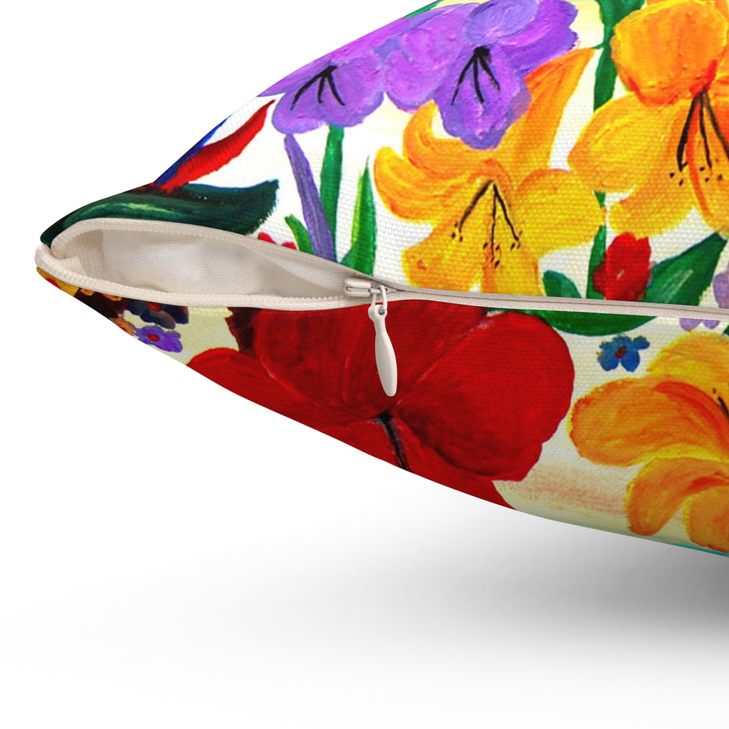 Tropical Beach Pillow - Palm Trees & Hibiscus Decorative Throw