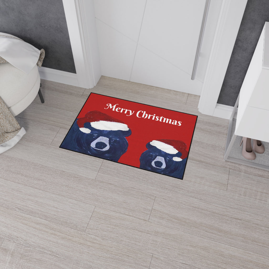 Merry Christmas Bear Floor Mat — Heavy-Duty Holiday Door Rug