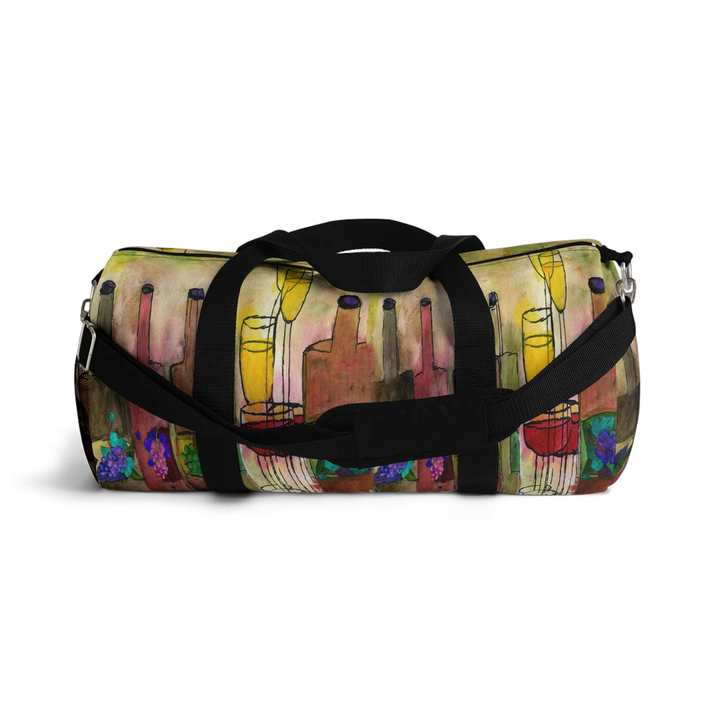 Wine Bottle Art Duffel Bag — Colorful Vineyard Travel Gym Bag