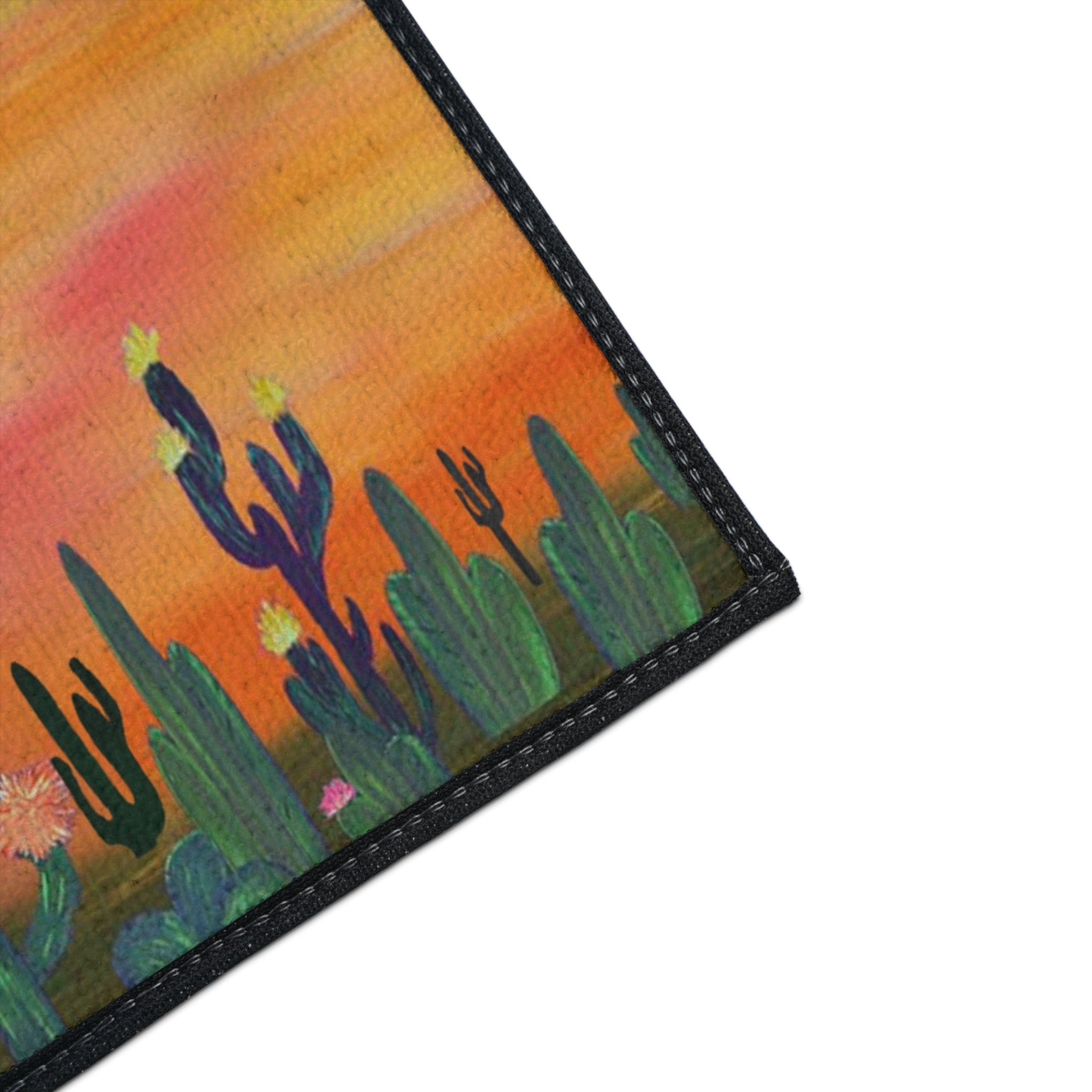 Desert Sunset Cactus Flowers Floor Mat