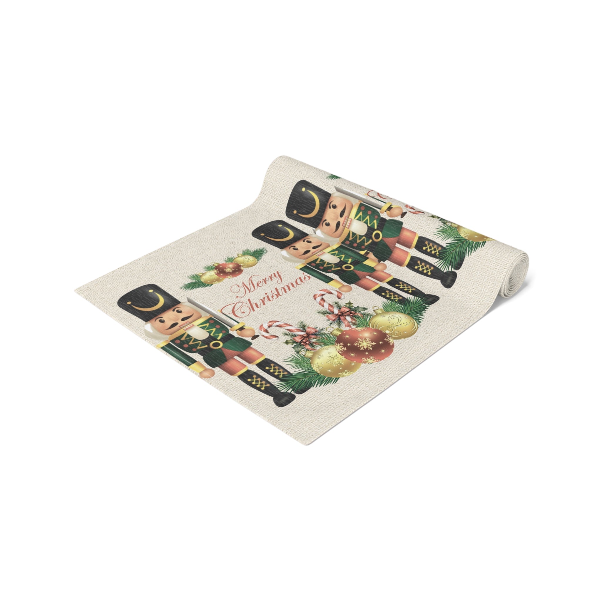 Nutcracker Christmas Table Runner — "Merry Christmas" Holiday Table Decor