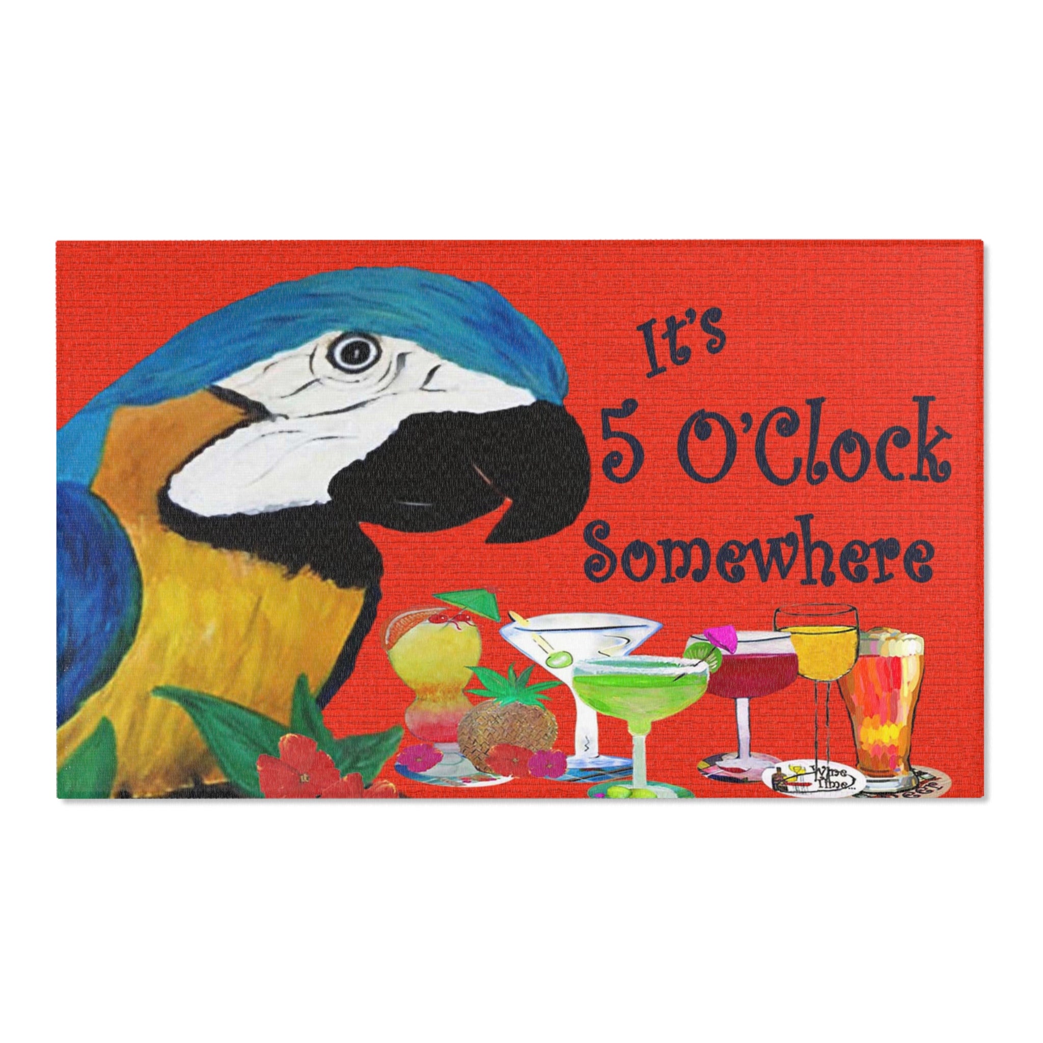 It's 5 O'Clock Somewhere Parrot Area Rug