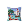 Christmas Coastal Pillow — 'Merry Christmas' Tropical Santa Decorative Throw Pillow