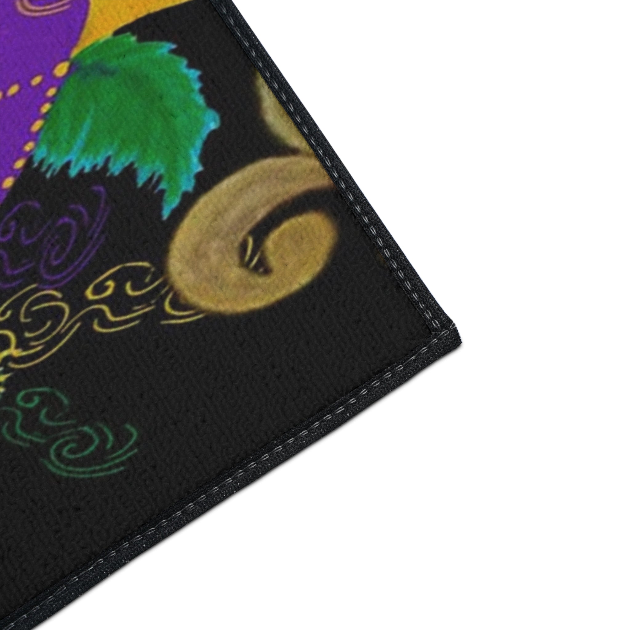 Mardi Gras Fleur-de-Lis Heavy Duty Floor Mat — Purple, Green & Gold Mask Design