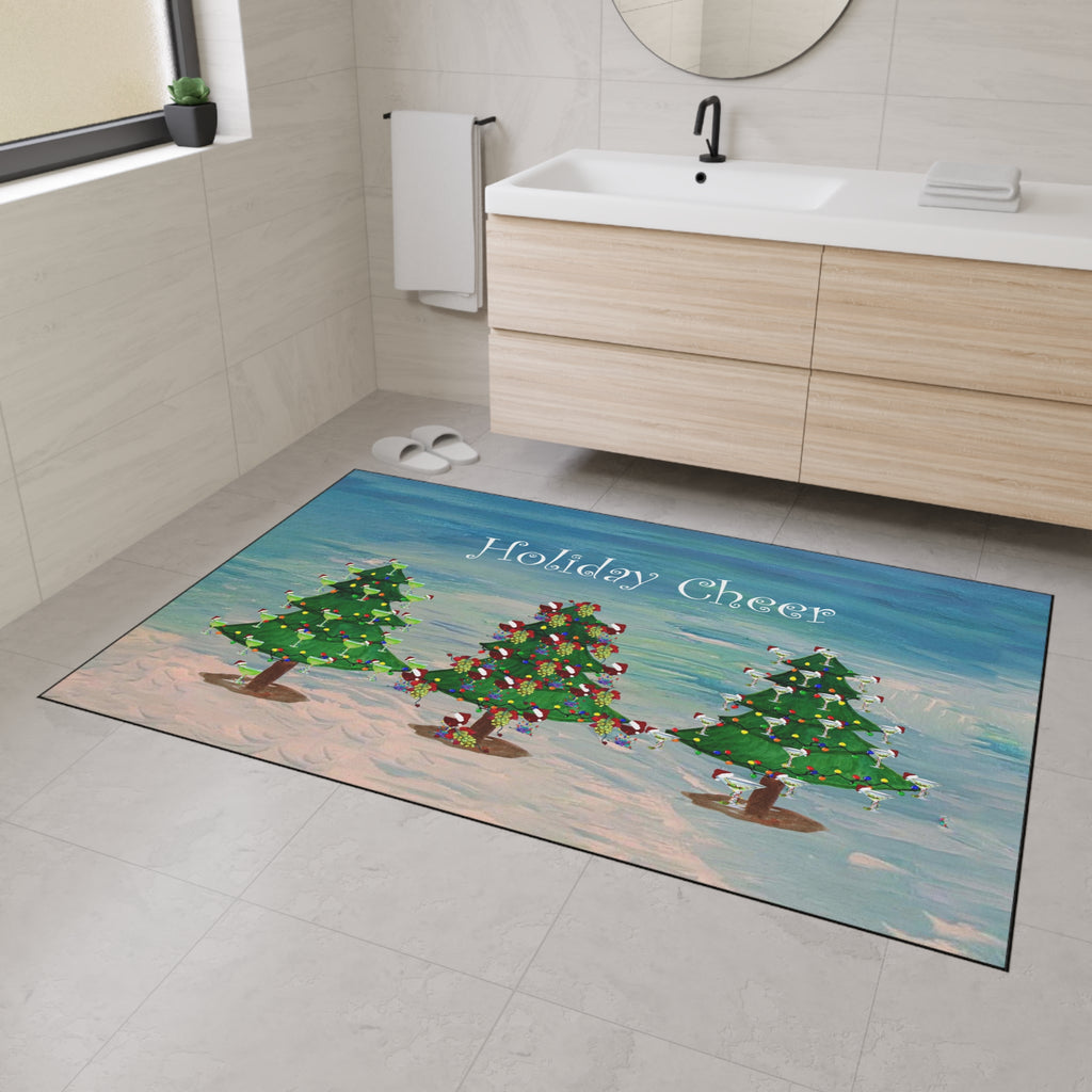 Holiday Cheer Floor Mat - Festive Christmas Trees Welcome Mat