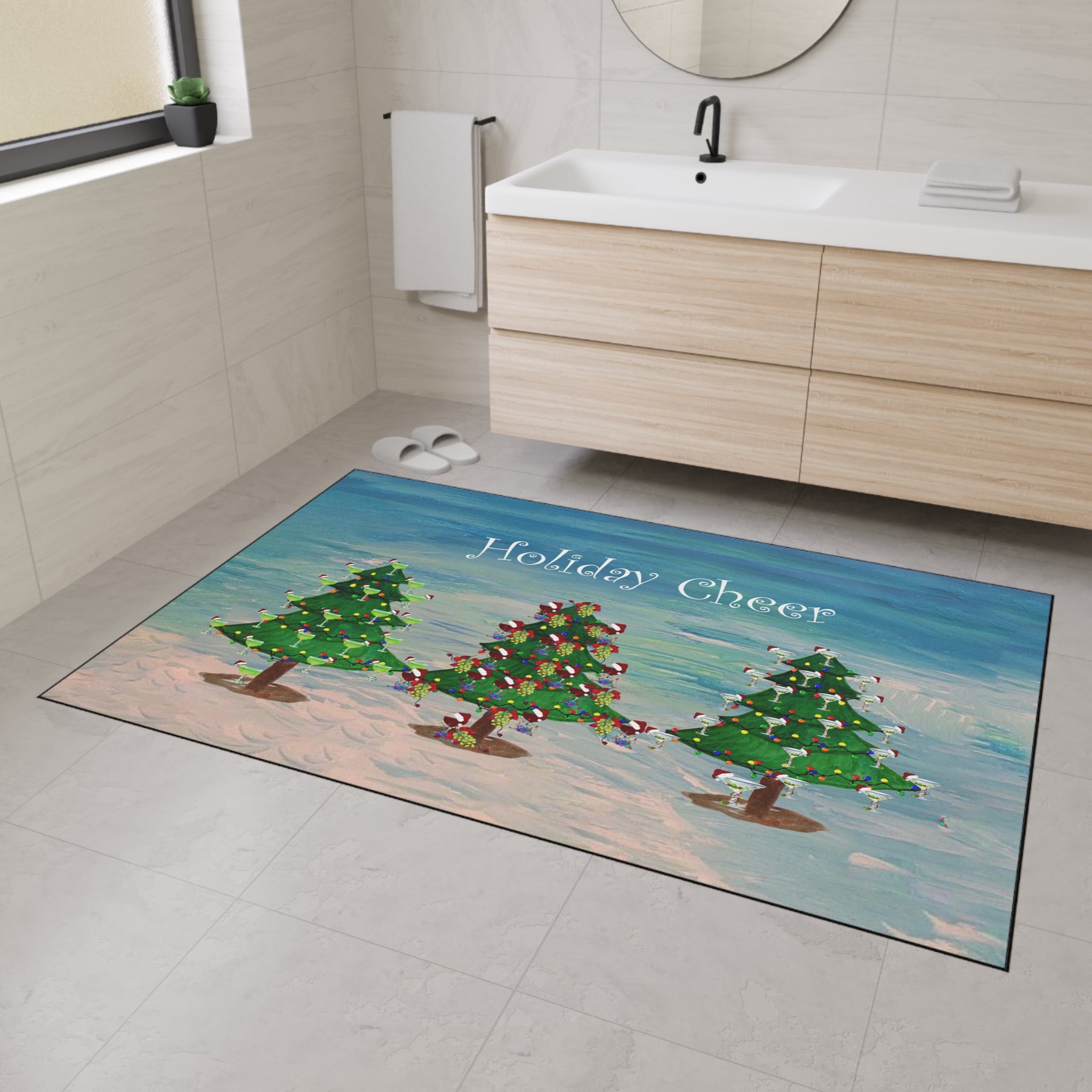 Holiday Cheer Floor Mat - Festive Christmas Trees Welcome Mat