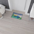 Welcome Blue Truck Doormat - Heavy Duty Floor Mat with Sunflowers