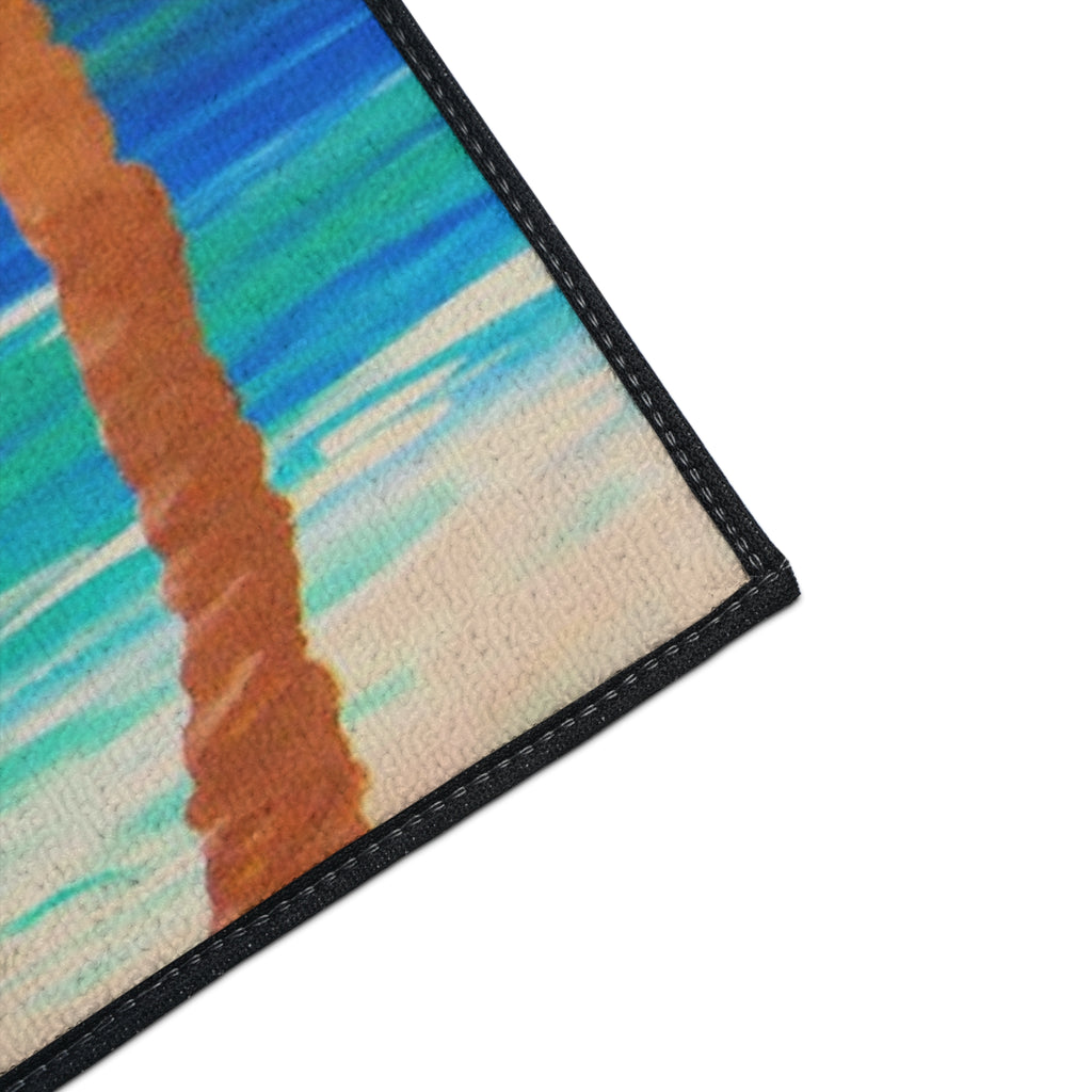 Tiki Bar Floor Mat – Tropical Beach Doormat with Palm Trees & Cocktail Design