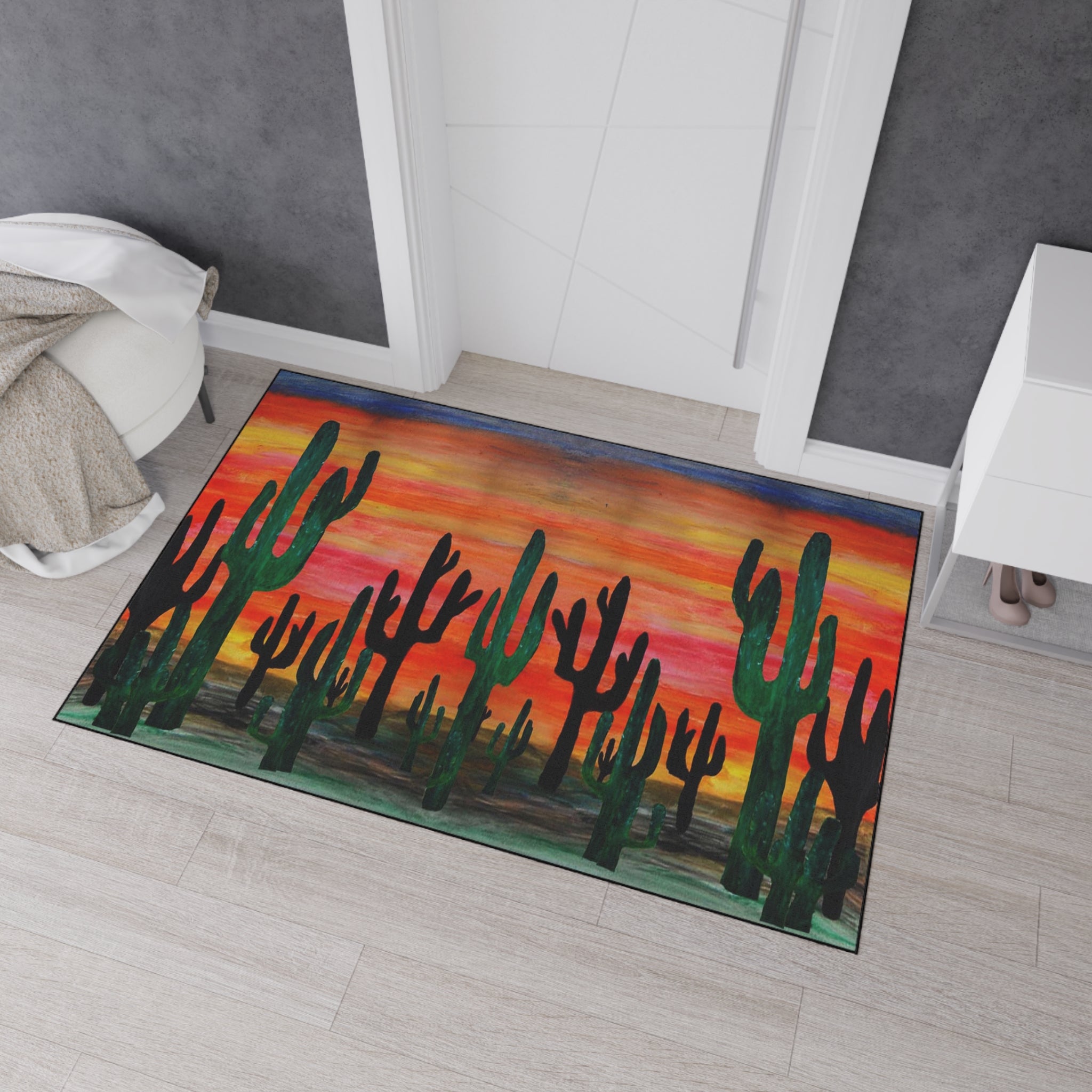 Desert Sunset Cactus Floor Mat