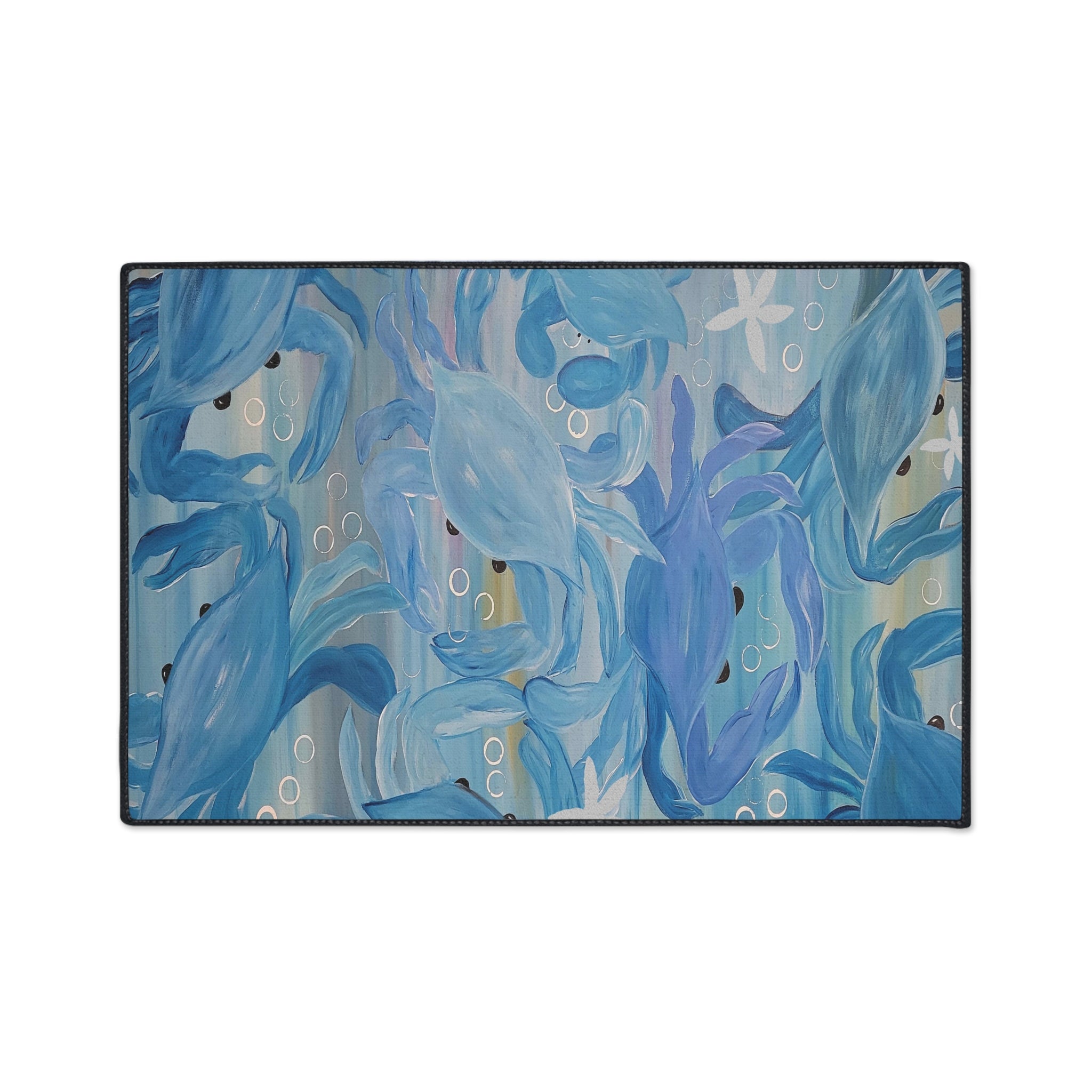 Blue Crab party Ocean Waves Heavy-Duty Floor Mat — Abstract Seascape Entrance Mat