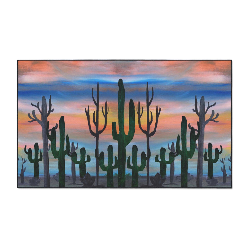 Desert Sunset Cactus Floor Mat — Heavy Duty Welcome Rug