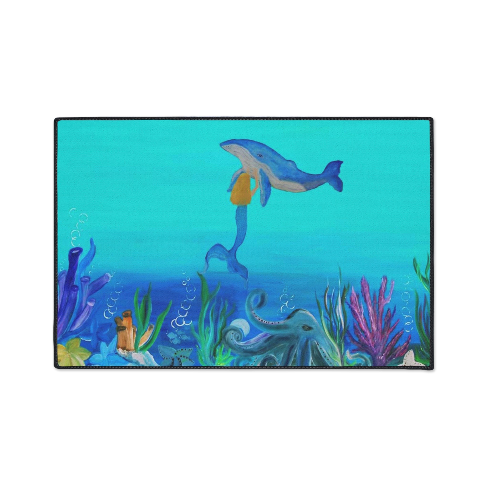 Underwater Mermaid and Whale Floor Mat — Ocean Wildlife Heavy Duty Doormat