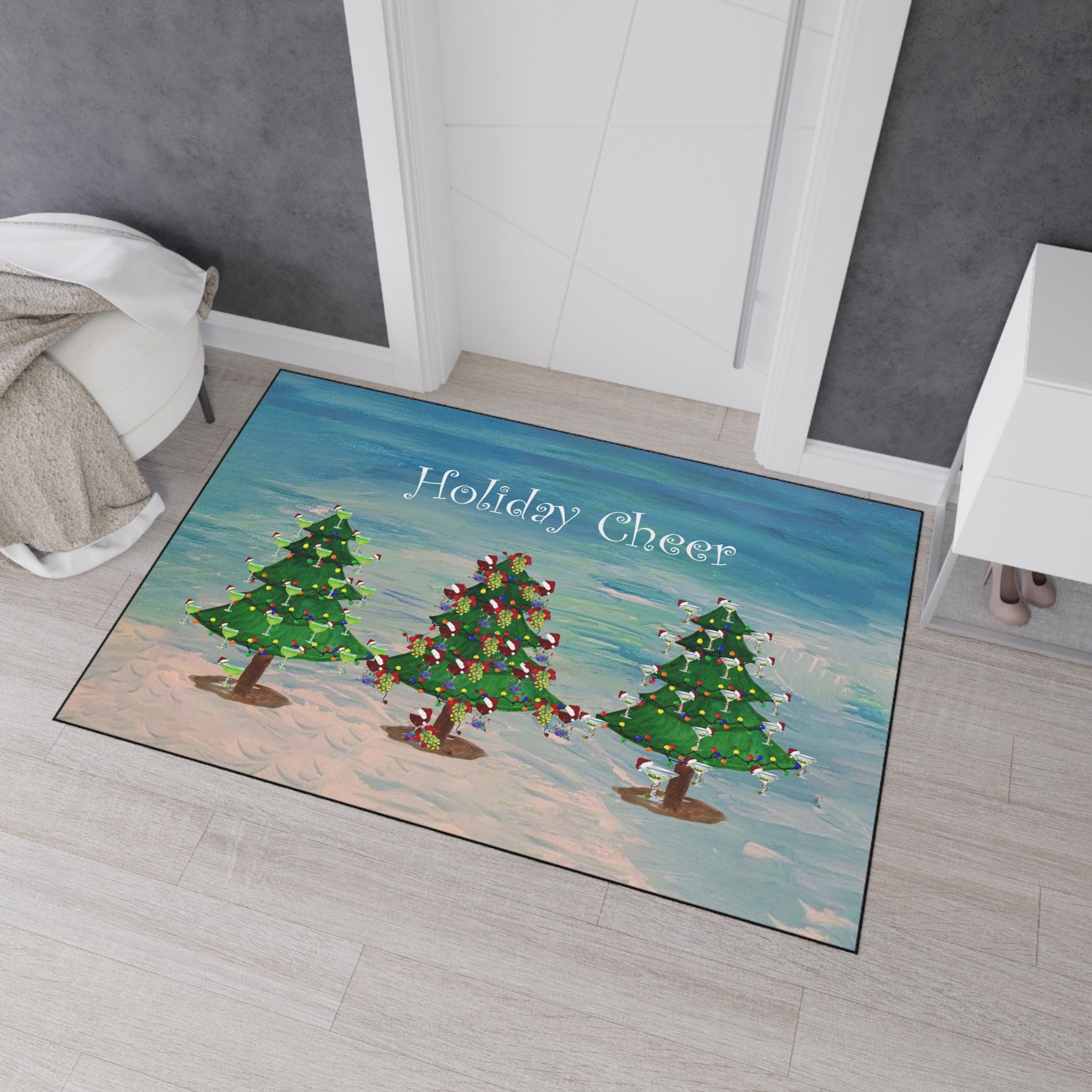 Holiday Cheer Floor Mat - Festive Christmas Trees Welcome Mat
