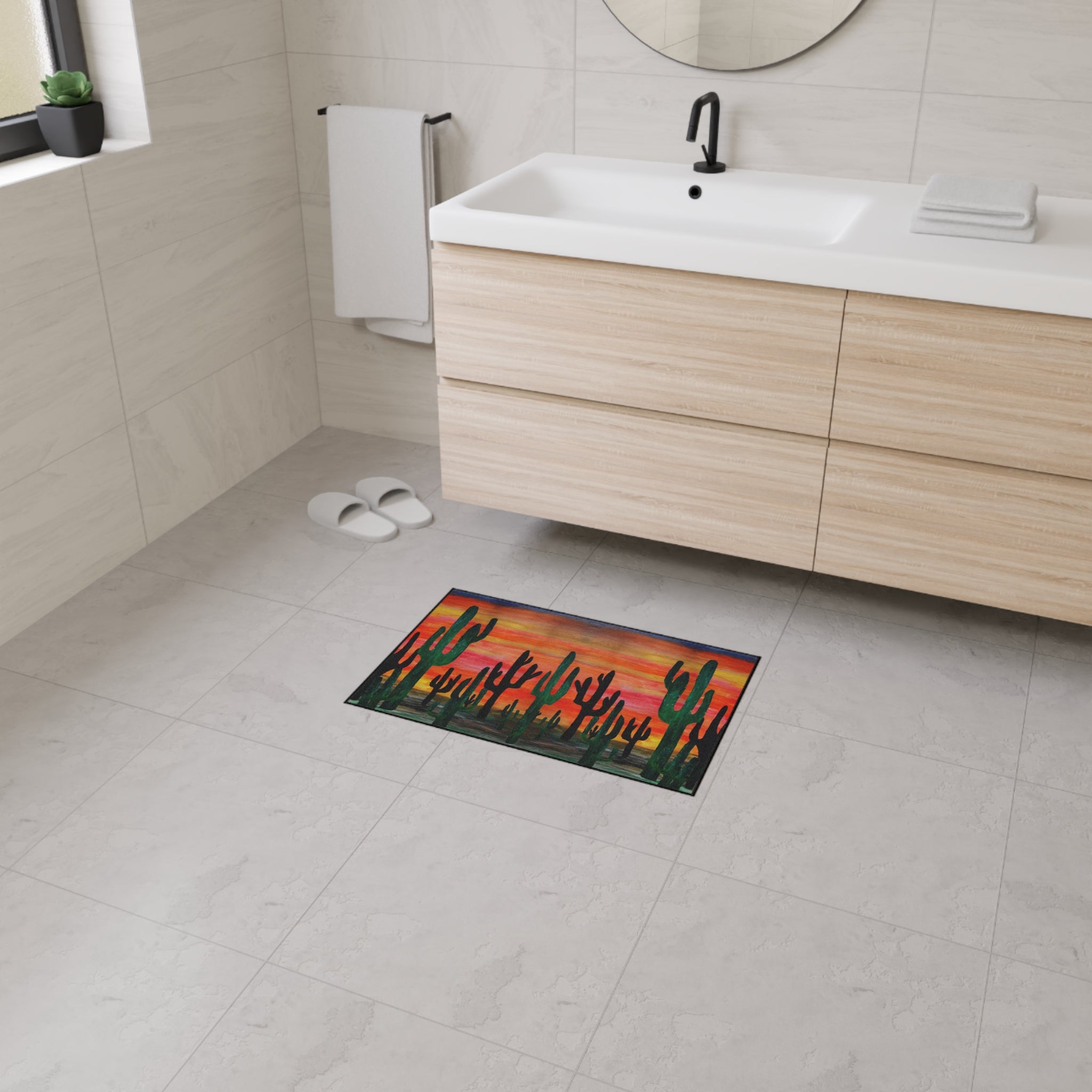 Desert Sunset Cactus Floor Mat