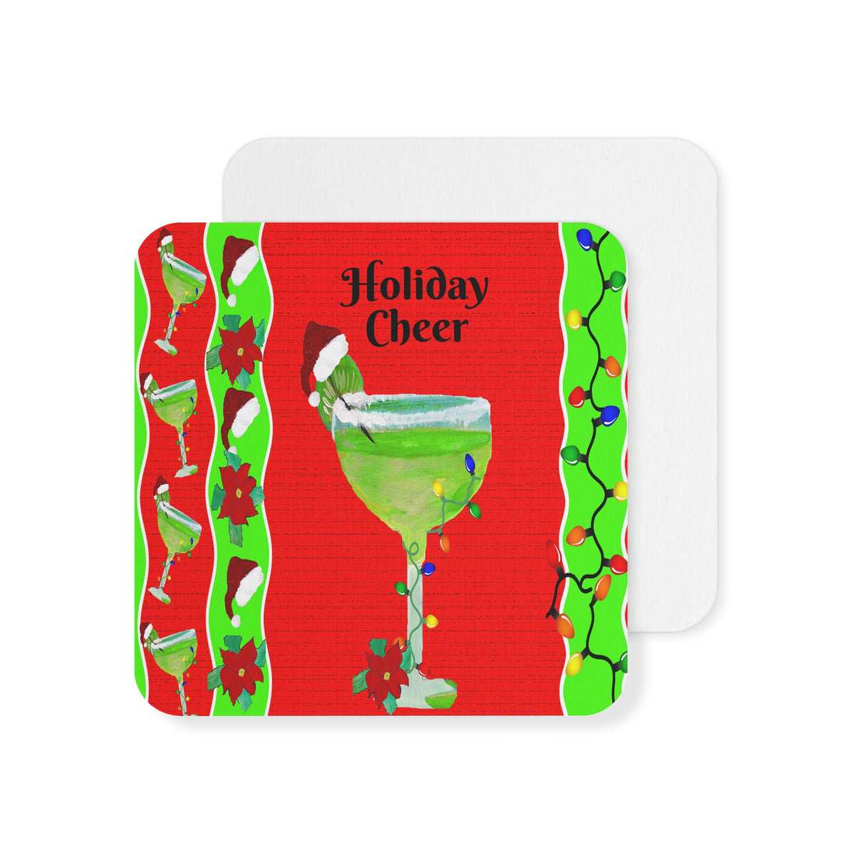 Holiday Cheer Margarita Coasters — Festive Cocktail Party Drink Coaster Set