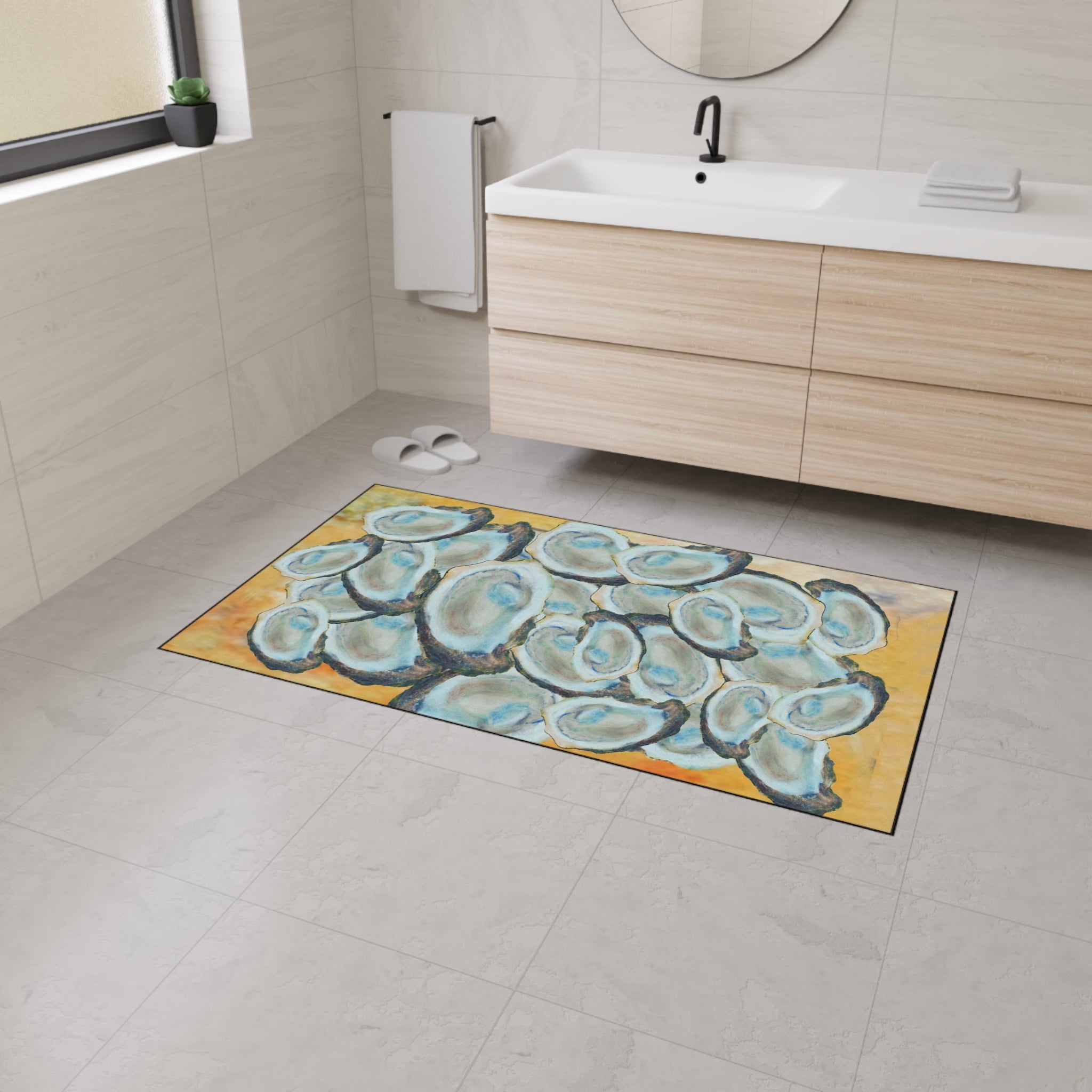 Oyster Shell Heavy-Duty Floor Mat — Coastal Seaside Entry Rug