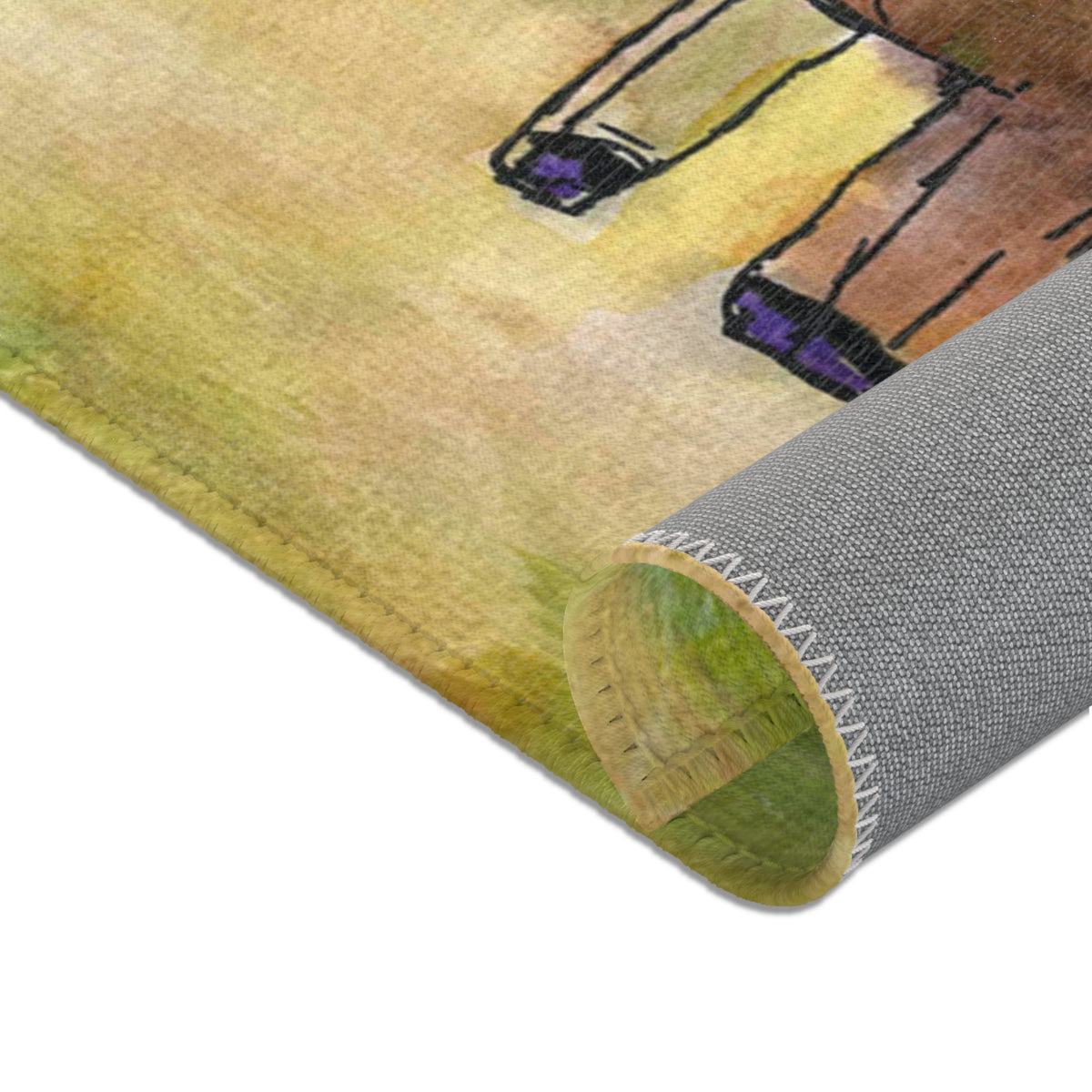 Abstract Vineyard Bottles Area Rug — Colorful Wine Bottle Art Runner