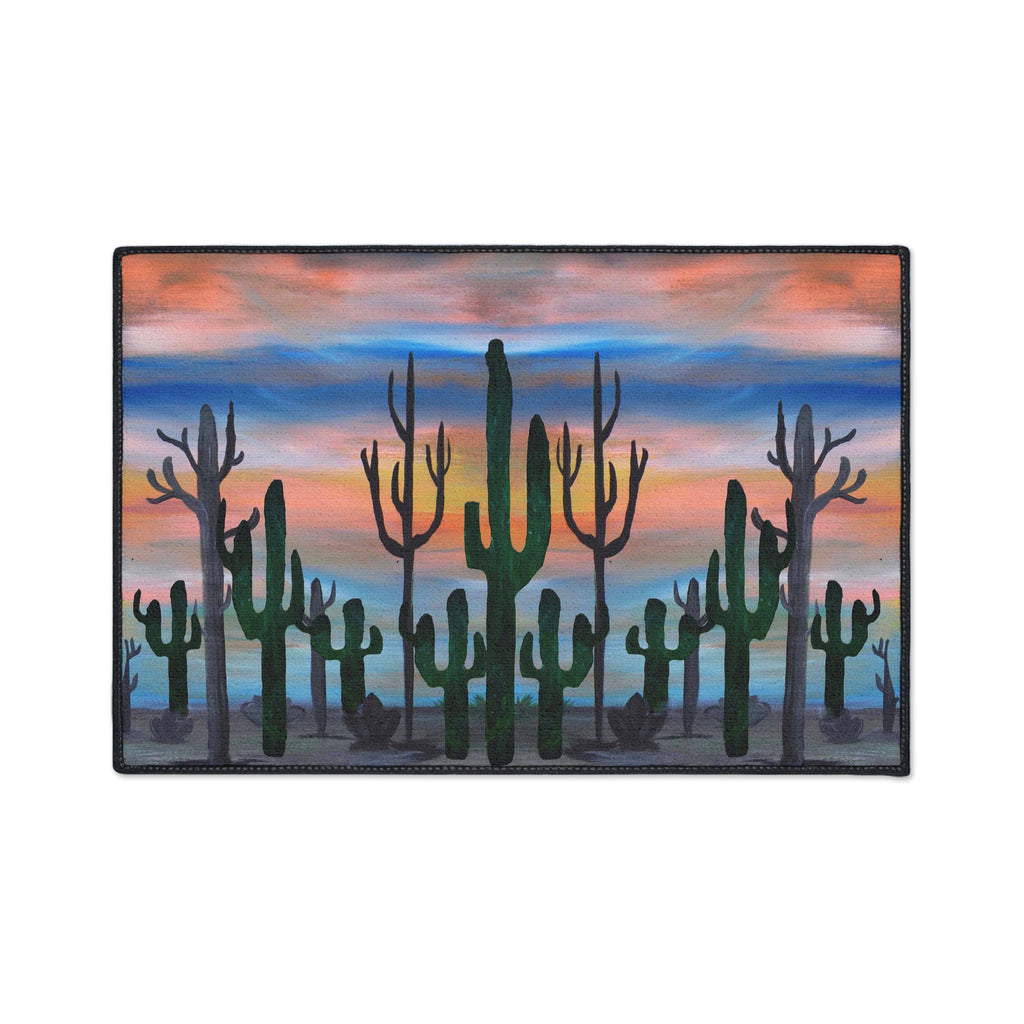 Desert Sunset Cactus Floor Mat — Heavy Duty Welcome Rug