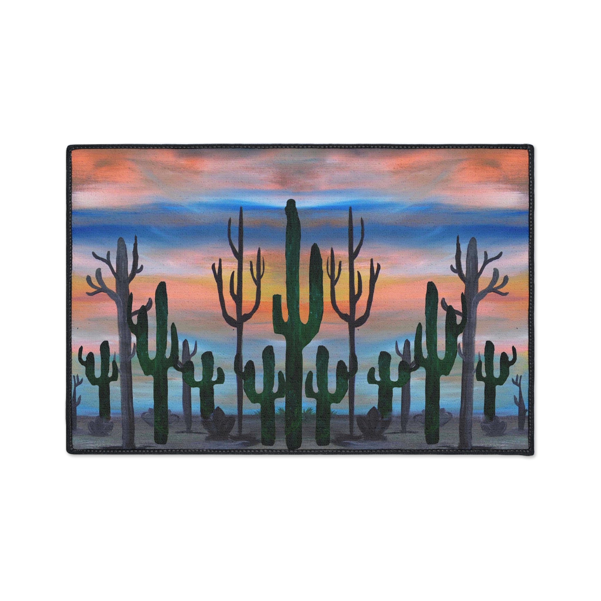 Desert Sunset Cactus Floor Mat — Heavy Duty Welcome Rug